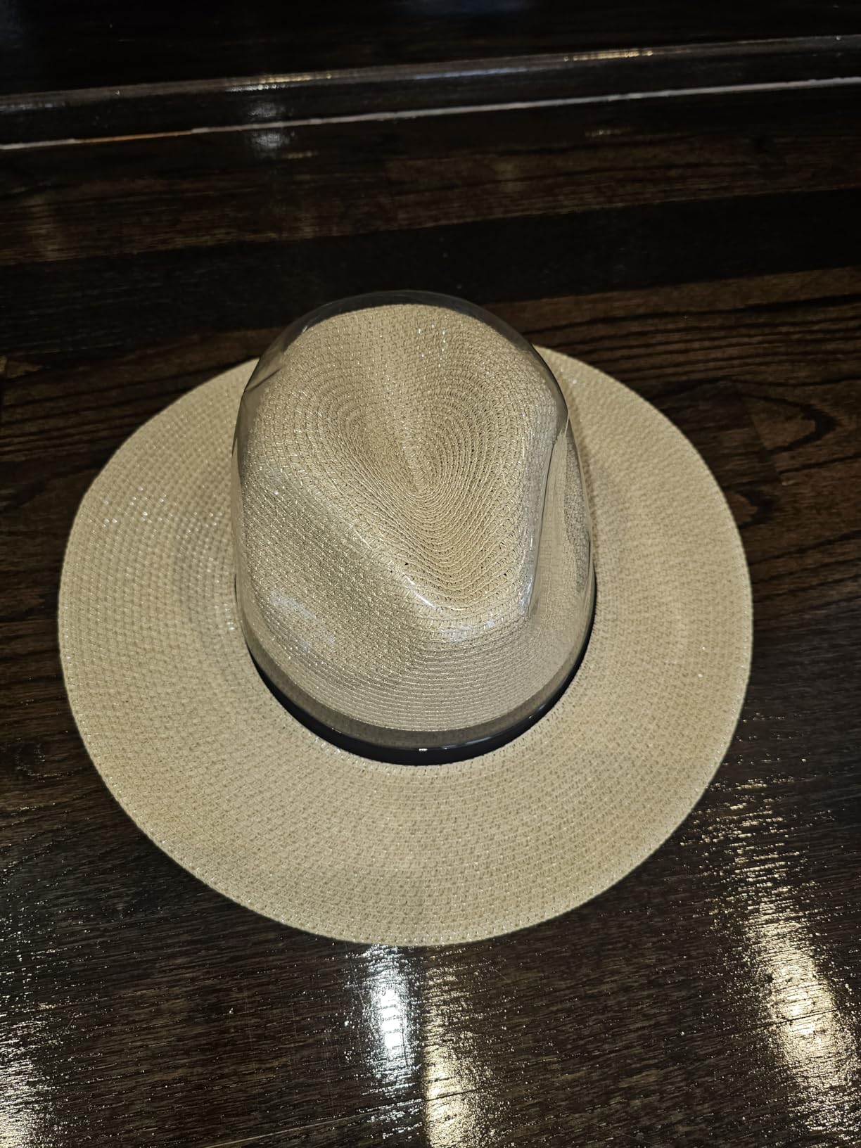 Lanzom Women Wide Brim Straw Panama Roll up Hat Fedora Beach Sun Hat UPF50+ customer photo 2