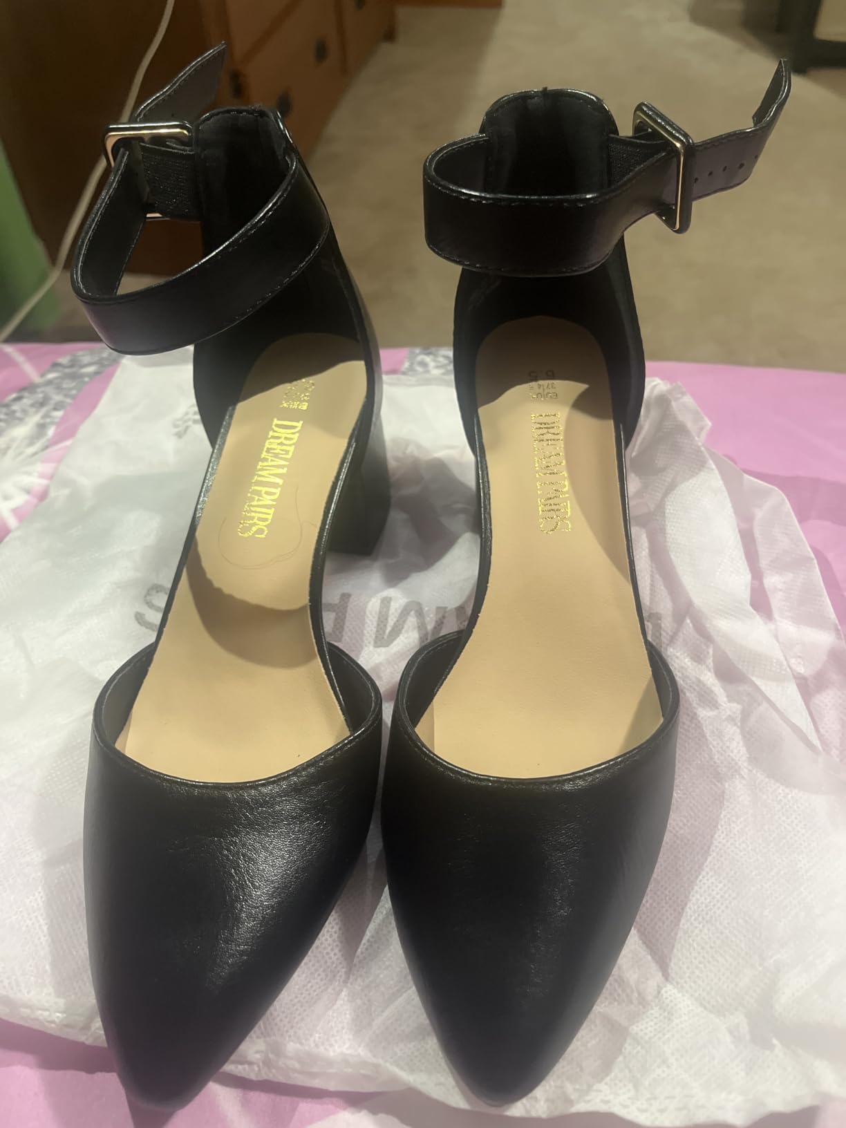 DREAM PAIRS ANNEE Pointed Toe Low Chunky Heel Pumps customer photo 2
