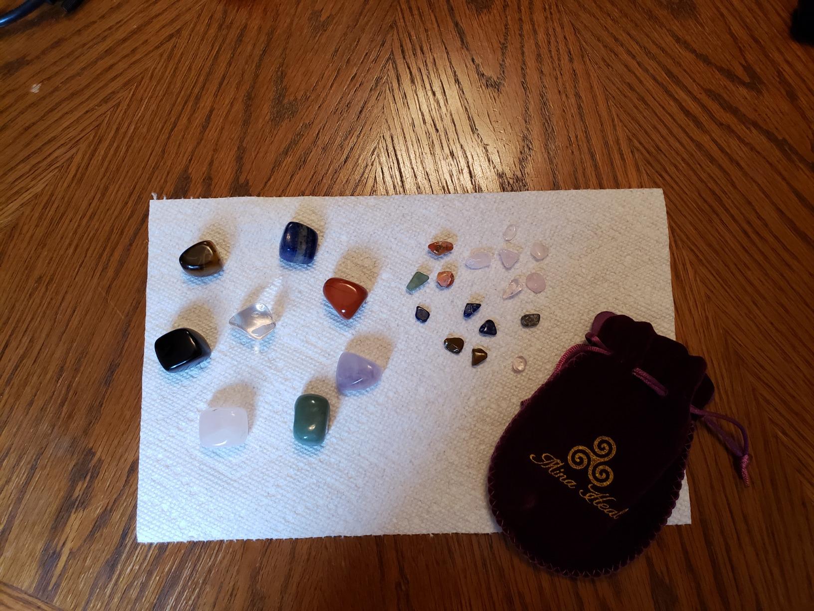Mina Heal 8 Chakra Stones Set, Tumbled Crystals & Polished Rocks | Assorted natural crystal stones for chakra practice, meditation, massage, decor and gifting customer photo 1