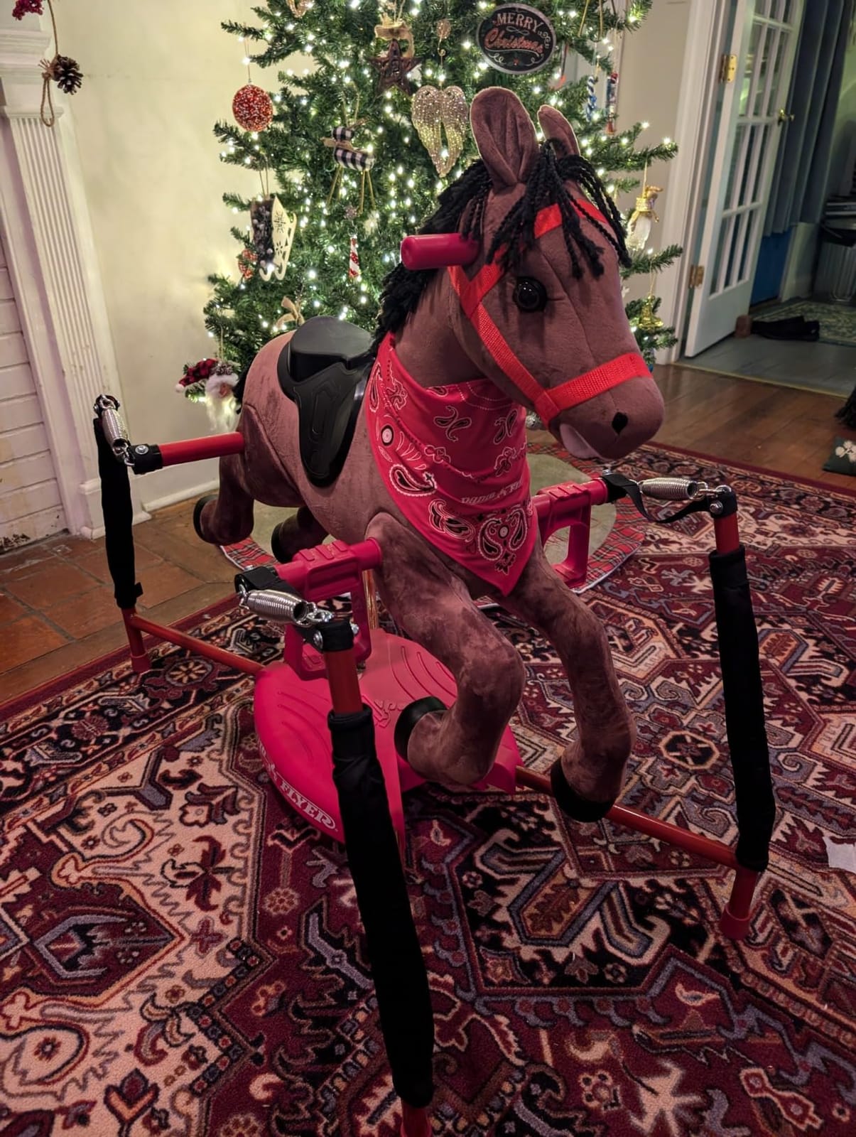 Radio Flyer Chestnut Interactive Riding Horse, for Ages 2-6, Ride On Toys | Toddler Ride On Toys, Plush Spring Rocking Horse, 3 Levels, EZ Climb Step, Safety Straps, Spring Covers, 60 lb Capacity customer photo 1