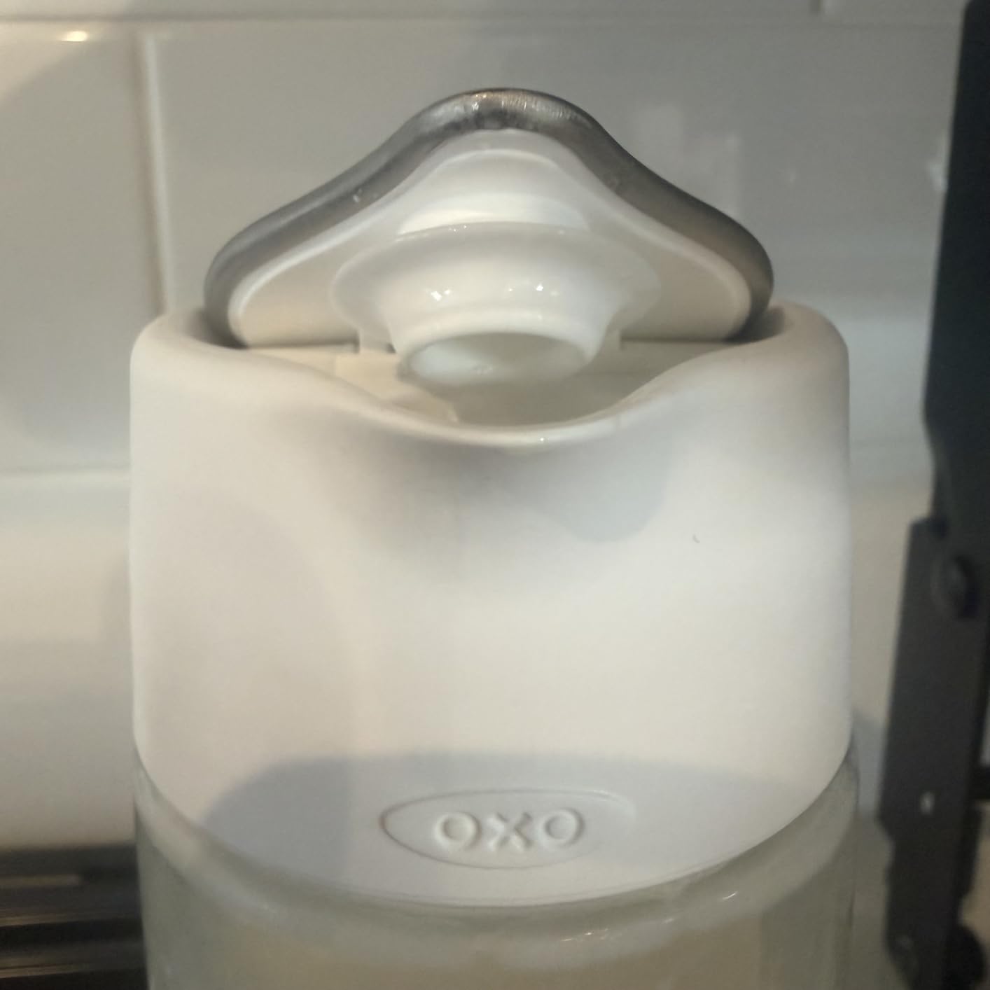 OXO Good Grips Glass Creamer, Drip-Free Spout | Coffee Creamer, Milk Pitcher, Pitcher with Lid, Two Silicone Seals, Dishwasher Safe customer photo 2