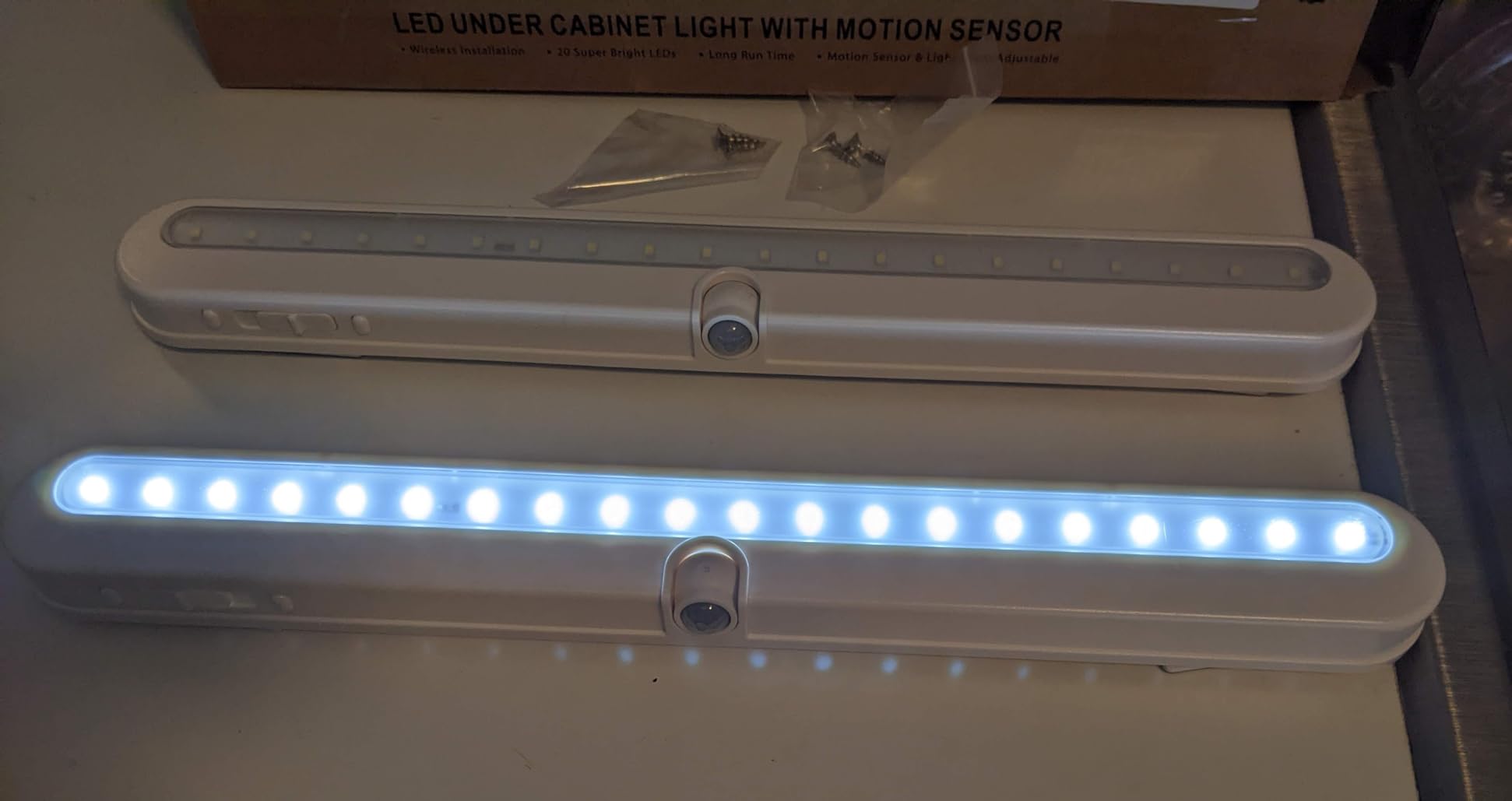 BLS T01L LED Closet Light, Super Bright 20 LED Under Cabinet Lighting Battery Powered/DC Input Wireless Motion Sensing Light, Auto On Off Switch, Motion Sensor & Light Sensor, Light Beam Adjustable customer photo 1