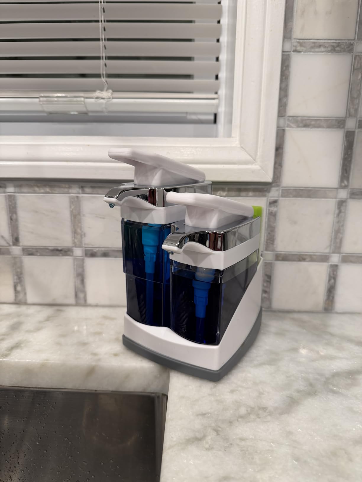 Casabella Sink Sider Duo Soap Dispensers with Sponge, Black and Chrome Plating customer photo 2