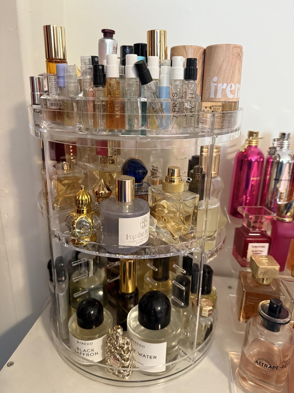 AMEITECH Makeup Organizer, 360 Degree Rotating Adjustable Cosmetic Storage Display Case with 8 Layers Large Capacity, Fits cosmetics, Makeup Brushes, Lipsticks and More, Clear customer photo 2