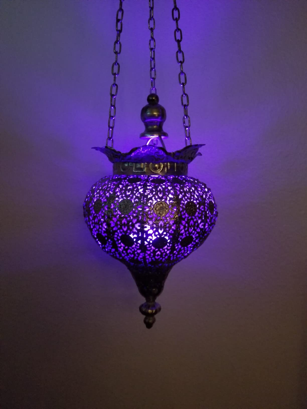 Westcharm Antique Silver Oriental Moroccan Ramadan Lantern Metal Hanging Pendant Light Candle Lantern Lamp Decorative Decor Indoor Outdoor - Small customer photo 2