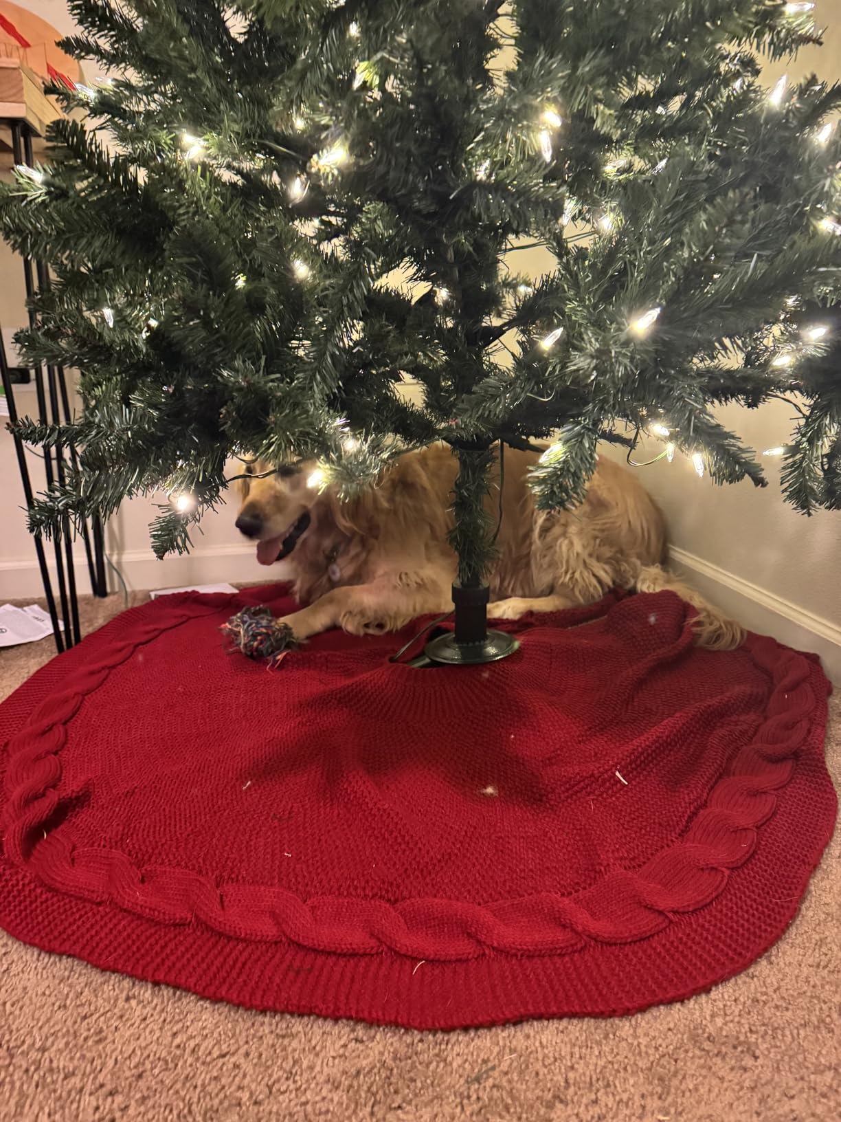 48 Inch Christmas Tree Skirt: Cable Knit Tree Skirt for 7.5FT Tree, Wine Red Tree Skirt, Vintage Tree Skirts, Rustic Farmhouse Christmas Decorations customer photo 1
