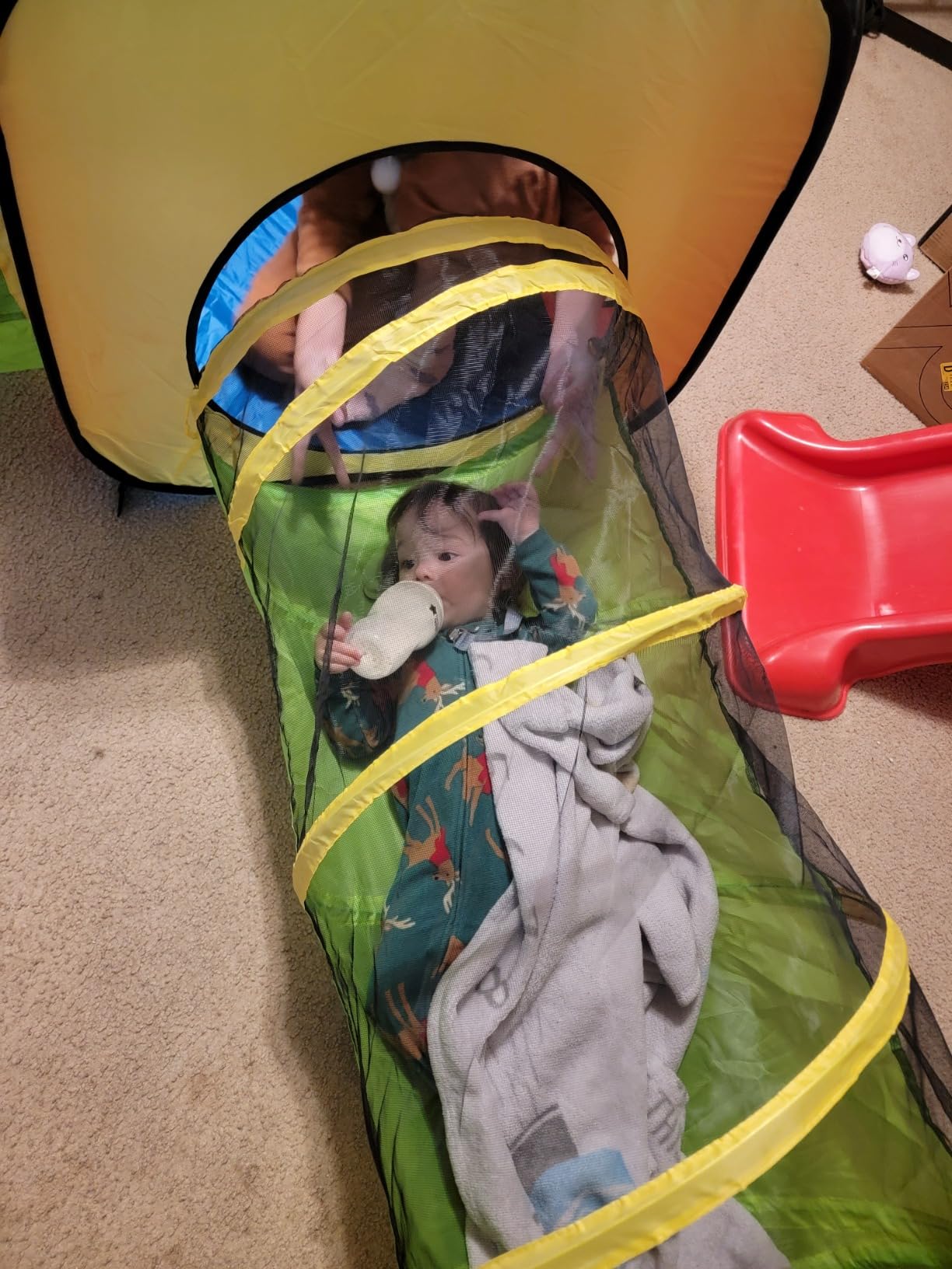 UTEX 8 in 1 Pop Up Kids Play Tent with 4 Tunnel, Indoor/Outdoor Playhouse | Baby Tunnel, Tunnel Toys for Toddlers 1-3, Primary Color Style, Tear-resistant Fabric,1 year old boy gifts customer photo 2