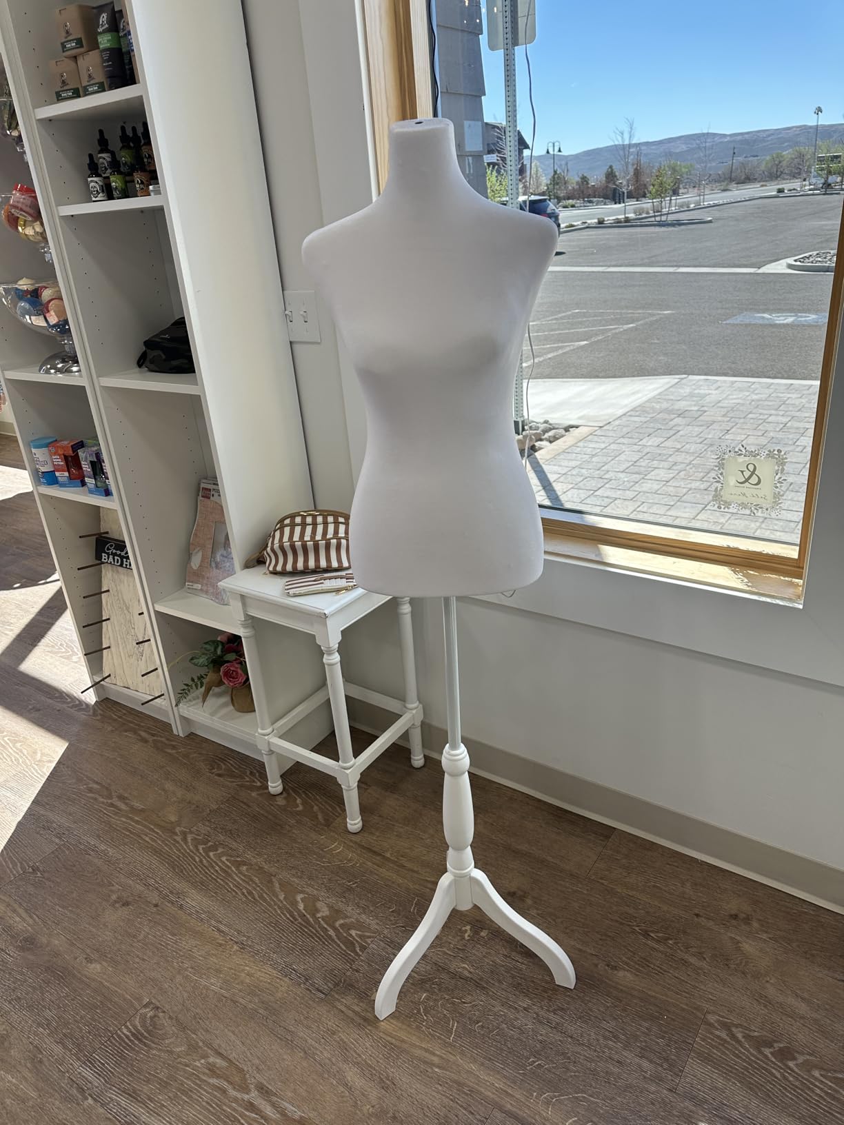 Female Dress Form Mannequin Torso Body with Adjustable Tripod Stand Dress Jewelry Display (Beige) customer photo 1
