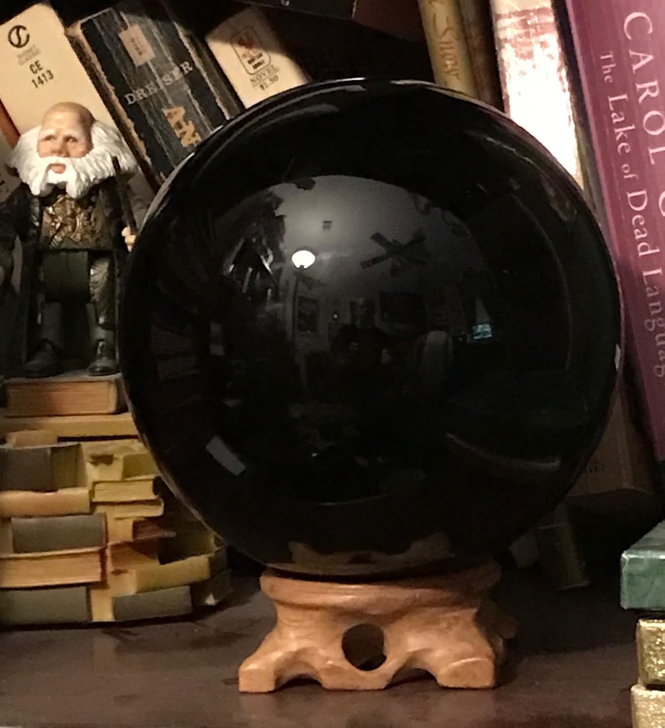 Mina Heal Natural Obsidian Crystal Ball for Meditation, Divination, Feng Shui, and Healing – Black Obsidian Sphere with Stand customer photo 2