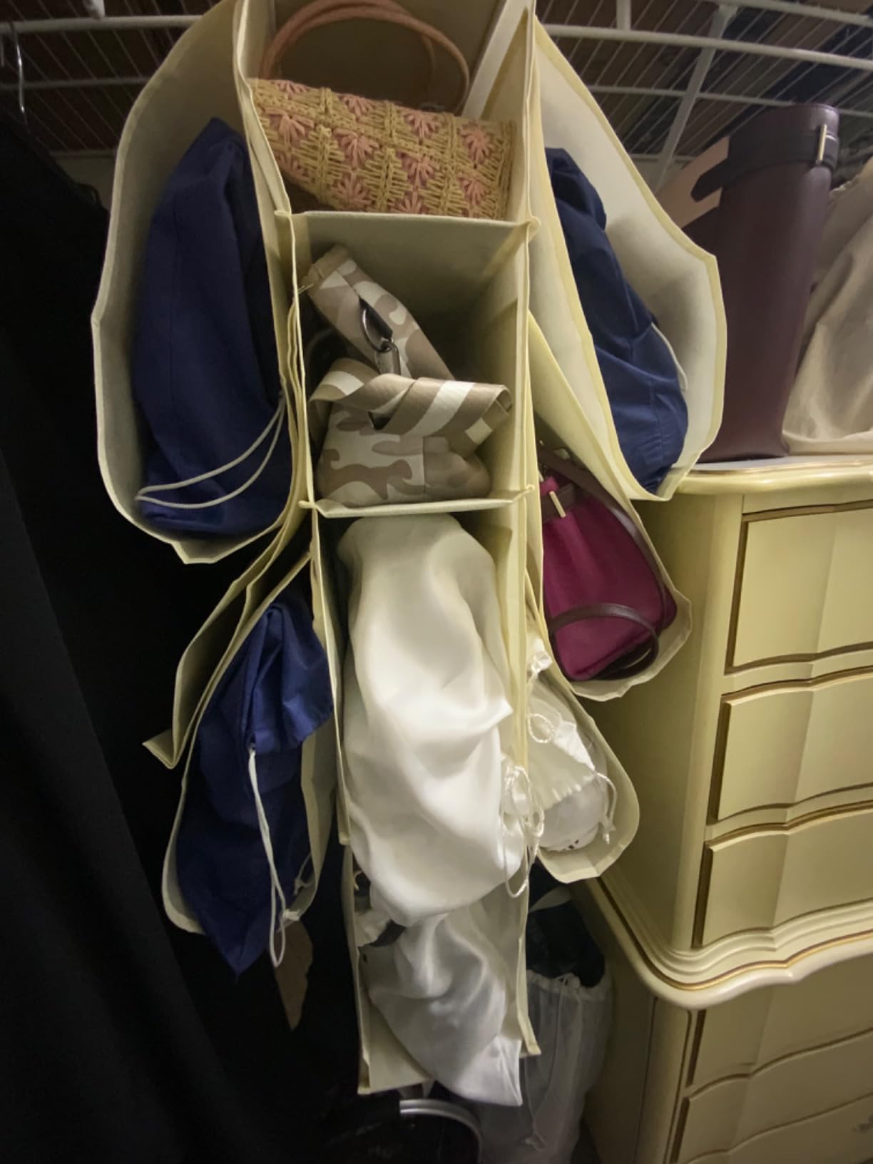 Hanging Purse Handbag Organizer Homewares Nonwoven 10 Pockets Hanging Closet Storage Bag customer photo 1