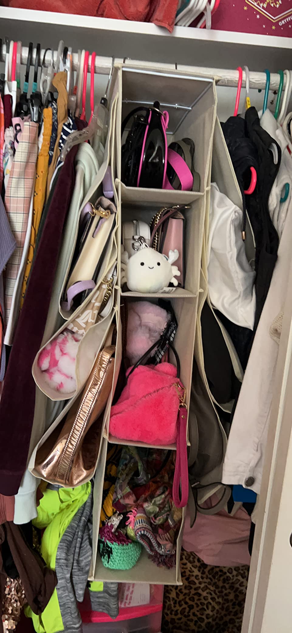 Hanging Purse Handbag Organizer Homewares Nonwoven 10 Pockets Hanging Closet Storage Bag customer photo 2