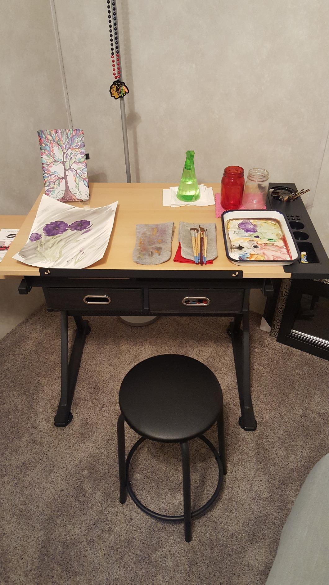 ZENY Drafting Table Art Desk Drawing Table Height Adjustable Artist Table with Tilted Tabletop, Drafting Stool and Storage Drawer for Reading, Writing, Crafting, Painting Art customer photo 2