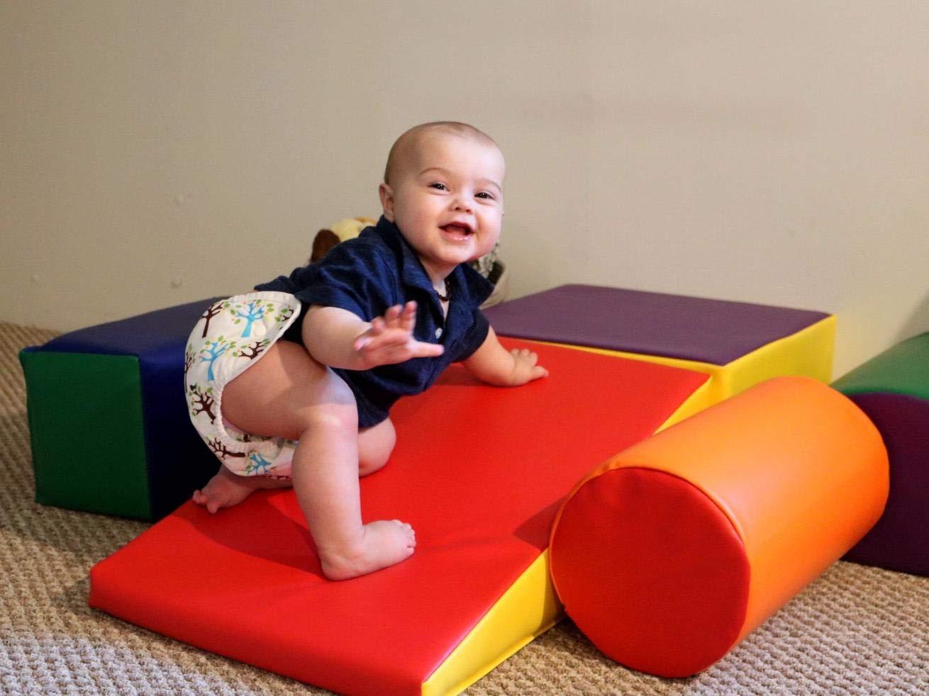 ECR4Kids SoftZone Climb and Crawl Playset, Building Blocks, Contemporary, 5-Piece | Soft foam, polyurethane cover, GREENGUARD Gold Certified, 9 months - 3 years, indoor active play, non-slip base, daycare/home customer photo 1