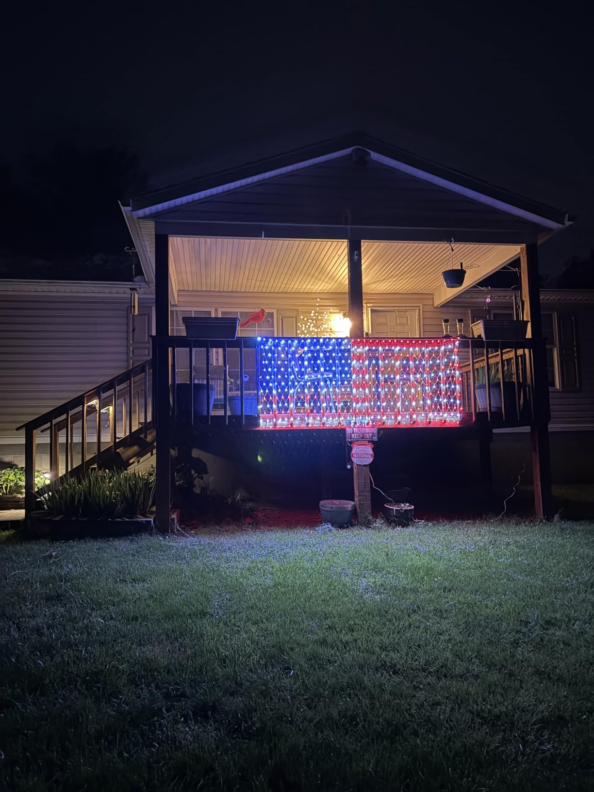 HYH American Flag LED Lights, 420 LEDs Net Light Up Flag Outdoor Waterproof | USA Super Bright Flags Light for 4th of July, Memorial Day, Independence Day, Garden Yard Holiday Party Christmas Decoration customer photo 1