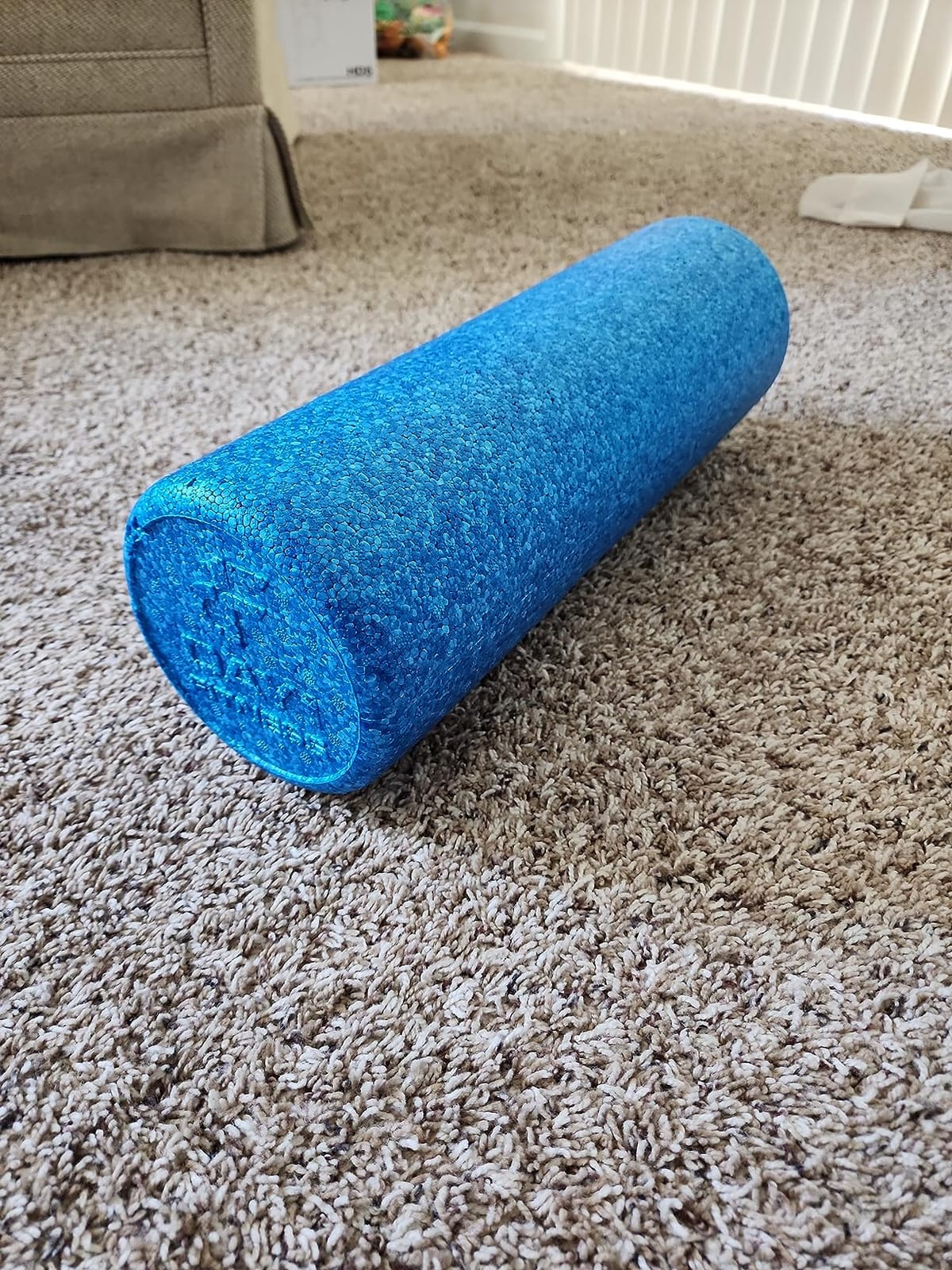 Day 1 Fitness High Density Muscle Foam Rollers - Sports Massage Rollers for Stretching, Physical Therapy, Deep Tissue, Myofascial Release - Ideal for Exercise and Pain Relief - Speckled Blue, 12” customer photo 2