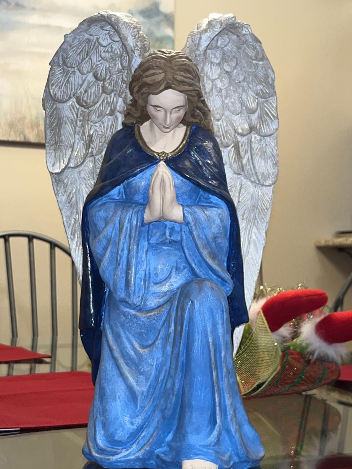 Fox Valley Traders Aoboco White Resin Angel Statue - Religious Garden Statue Remembrance Memorial Guardian Angel - 16 inch customer photo 2
