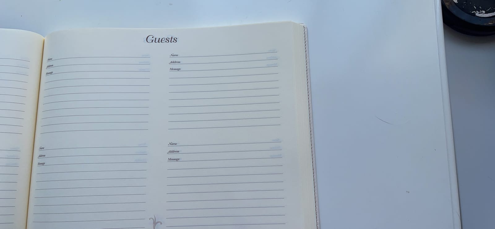 Soft Cover Italian Leather Guest Book with Guests Embossed on Cover - Tan customer photo 2