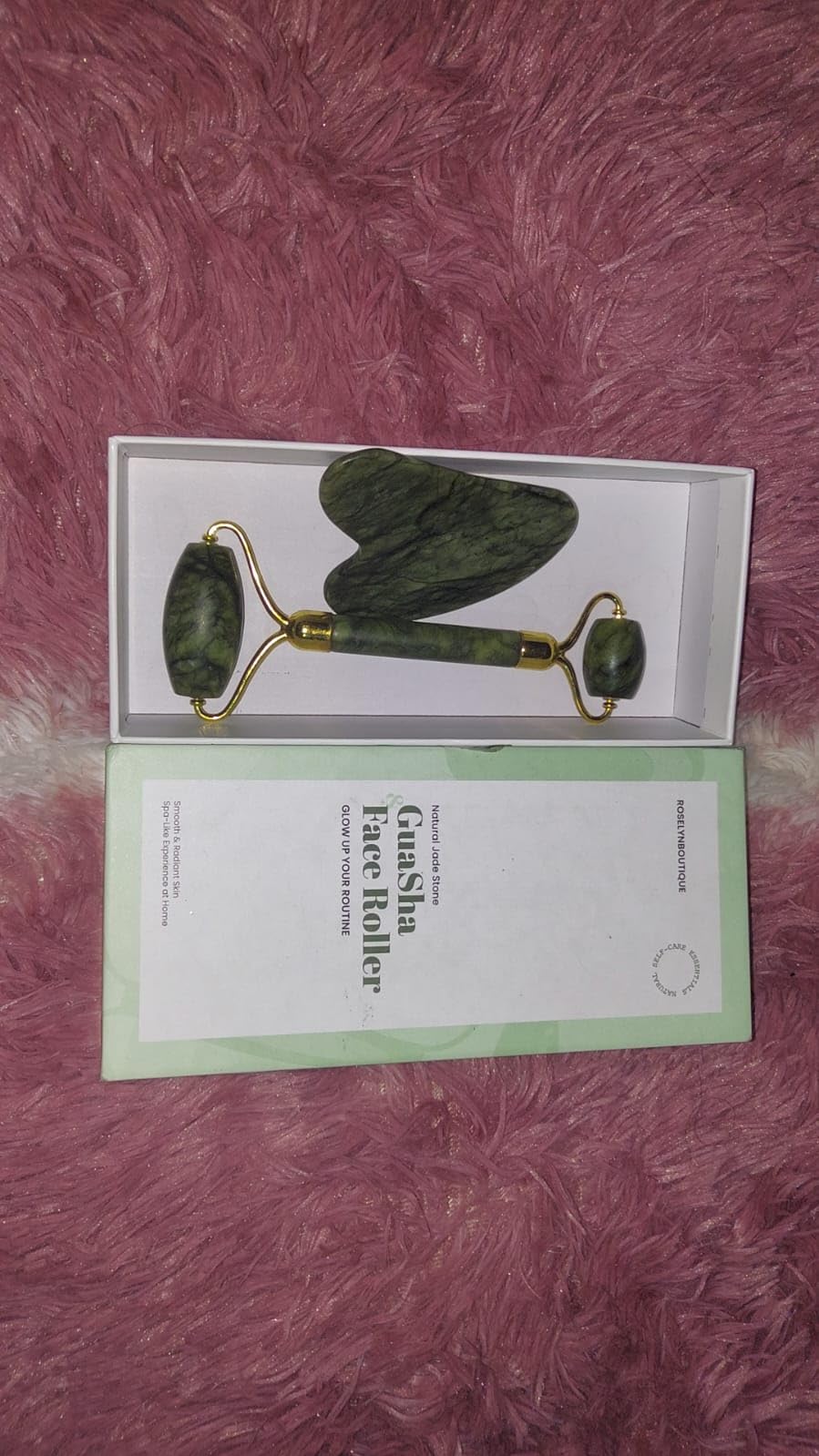 ROSELYNBOUTIQUE Gua Sha Facial Tools & Jade Face Roller for Lift Wrinkless Natural Skincare Tool customer photo 1