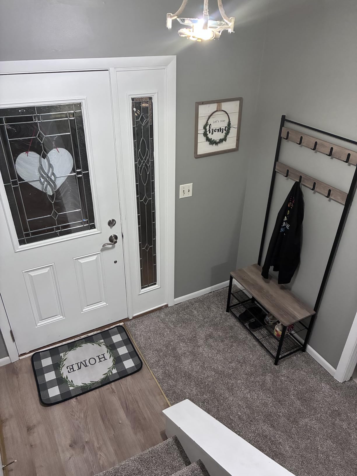 VASAGLE Coat Rack, Hall Tree with Shoe Storage Bench, Entryway Bench with Shoe Storage, 3-in-1, Steel Frame, for Entryway, 12.6 x 27.6 x 68.9 Inches, Industrial, Rustic Brown and Black UHSR41BX customer photo 2