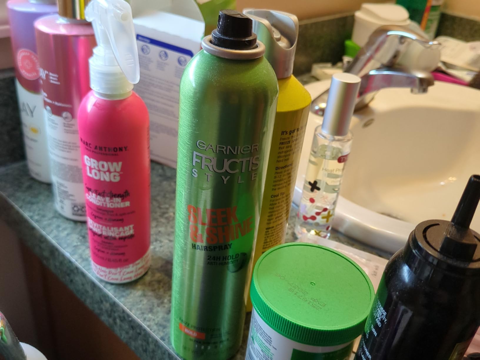 Garnier Fructis Sleek & Shine Hairspray, Provides 24-Hour Anti-Humidity and Frizz Control, Extra Strong Hold, Infused with Bamboo Extract for Ultra-Smooth Hair, 8.25 oz, 3 Count (Packaging May Vary) customer photo 1