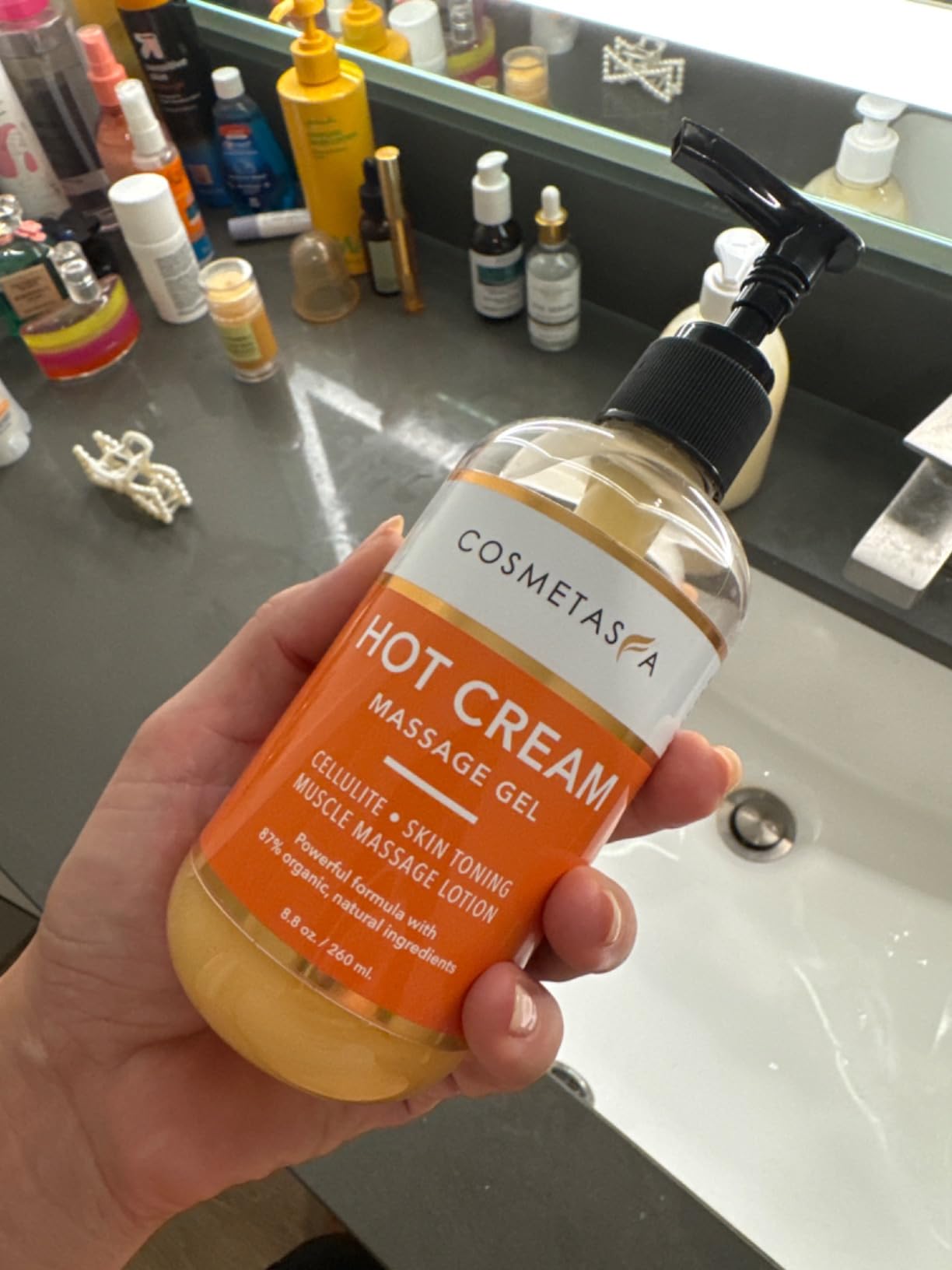 Cosmetasa Cellulite Hot Cream- 87% Organic Cellulite Cream - Natural Sweat Massage Gel for Stomach, Abdomen, Belly, Sore Joints, Muscles, Workout (8.8 oz) customer photo 1