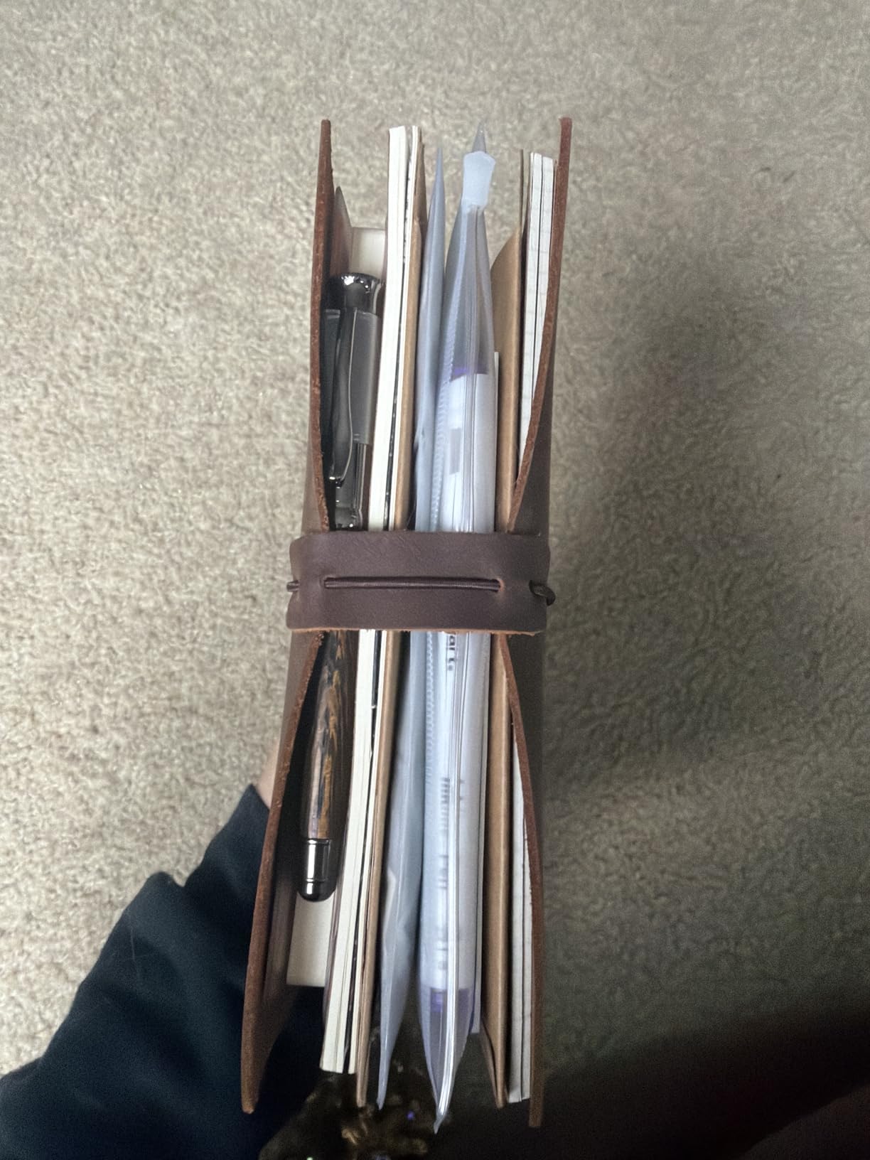 newestor Refillable Leather Journal Travelers Notebook - 8.5 x 4.5 Travel Diary with 5 Inserts + Pen Holder and Binder Clip, Standard Size, Brown customer photo 2