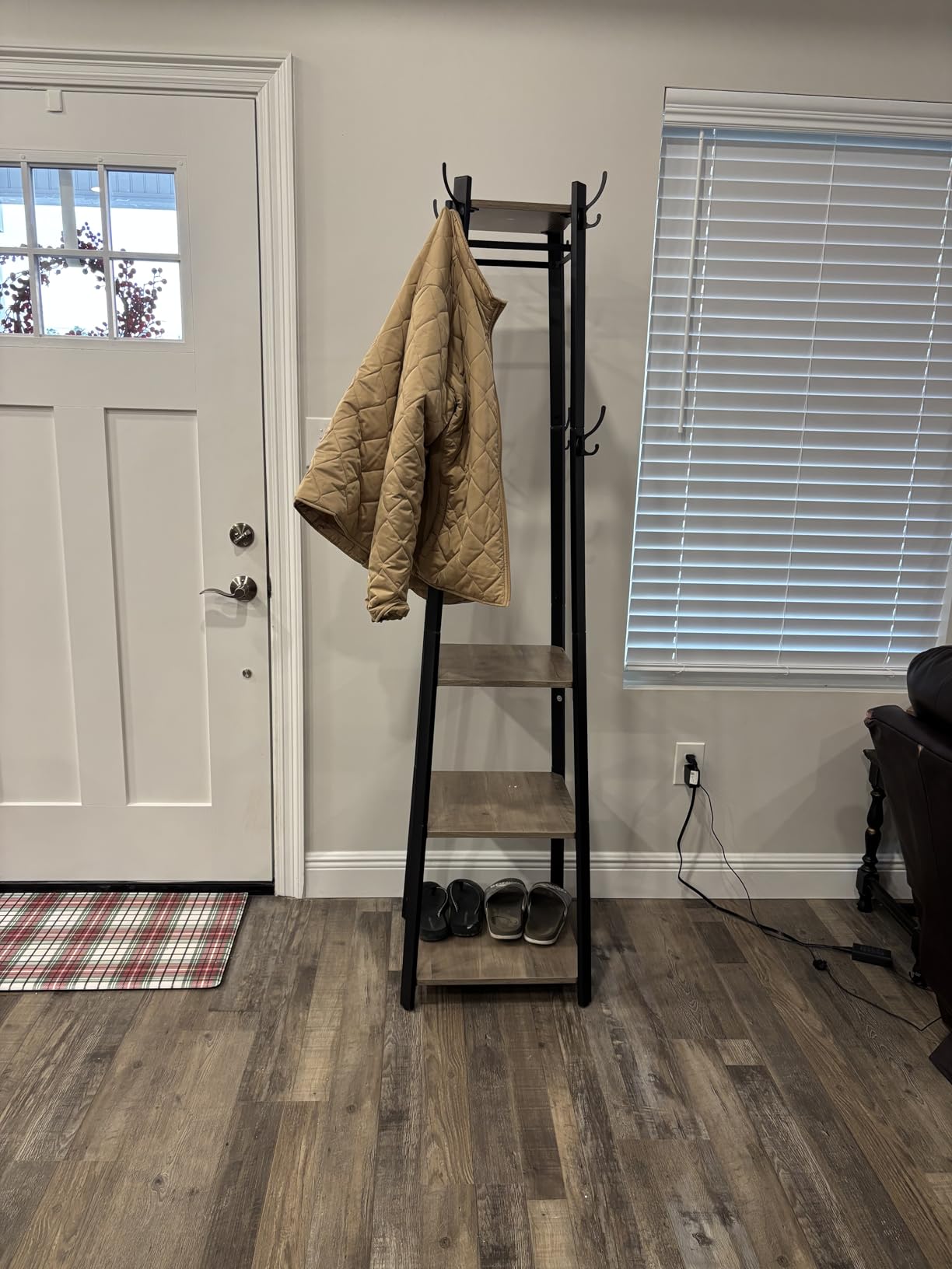 VASAGLE Coat Rack Freestanding, Hall Tree with 2 Shelves customer photo 2