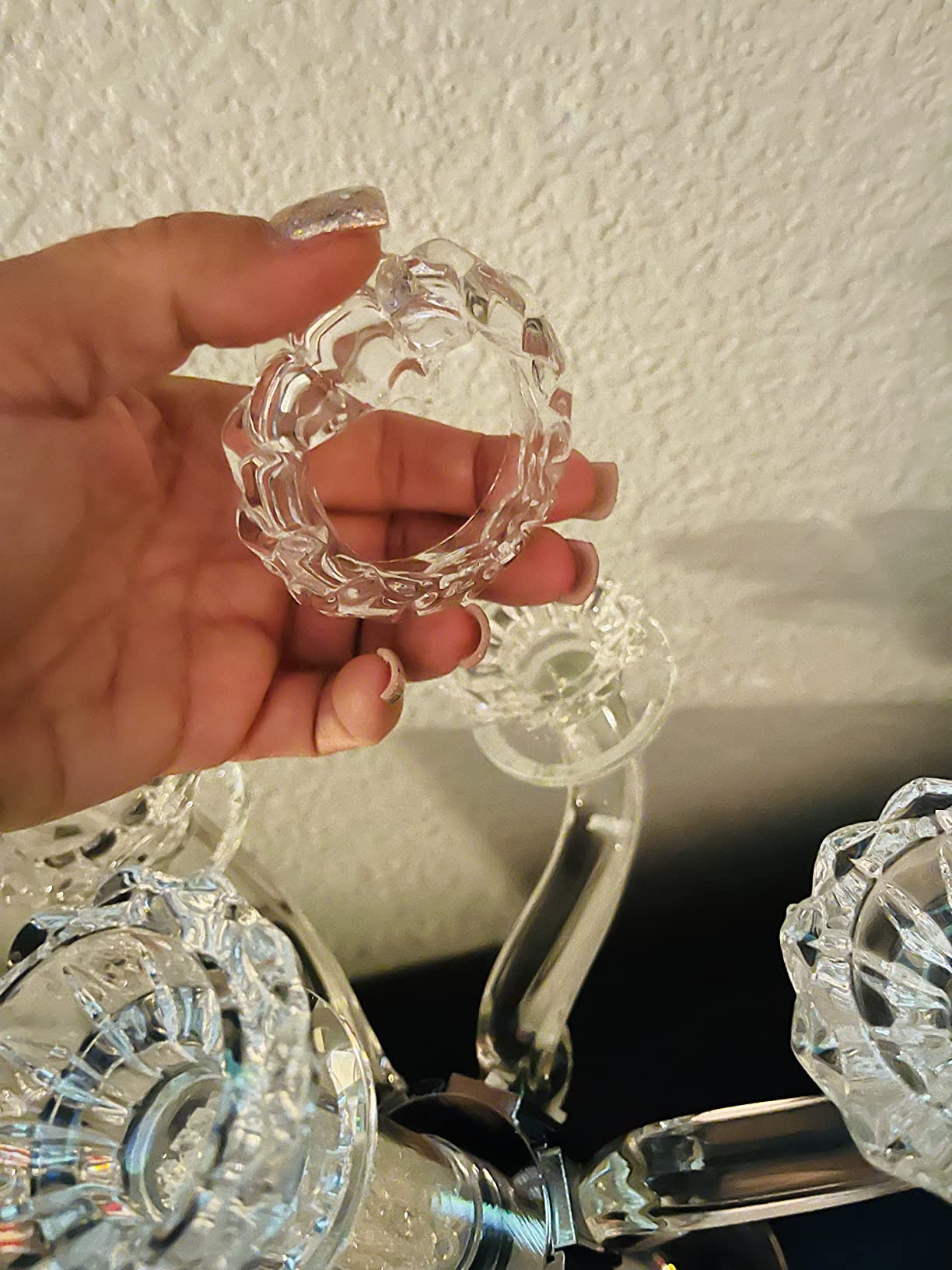 7 Light Crystal Candelabra, 11.4'' Glass Candle Holder customer photo 2