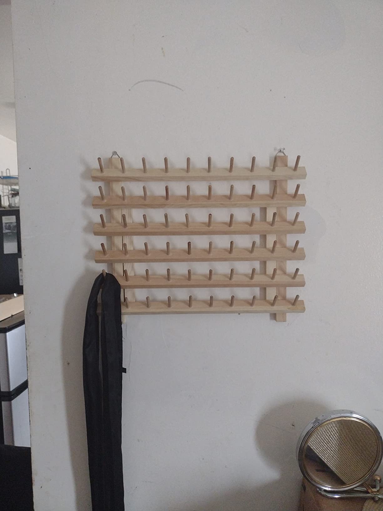 NW 60-Spools Wooden Thread Holder Sewing and Embroidery Thread Organizer for Sewing Thread Storage with Hanging Hooks customer photo 1