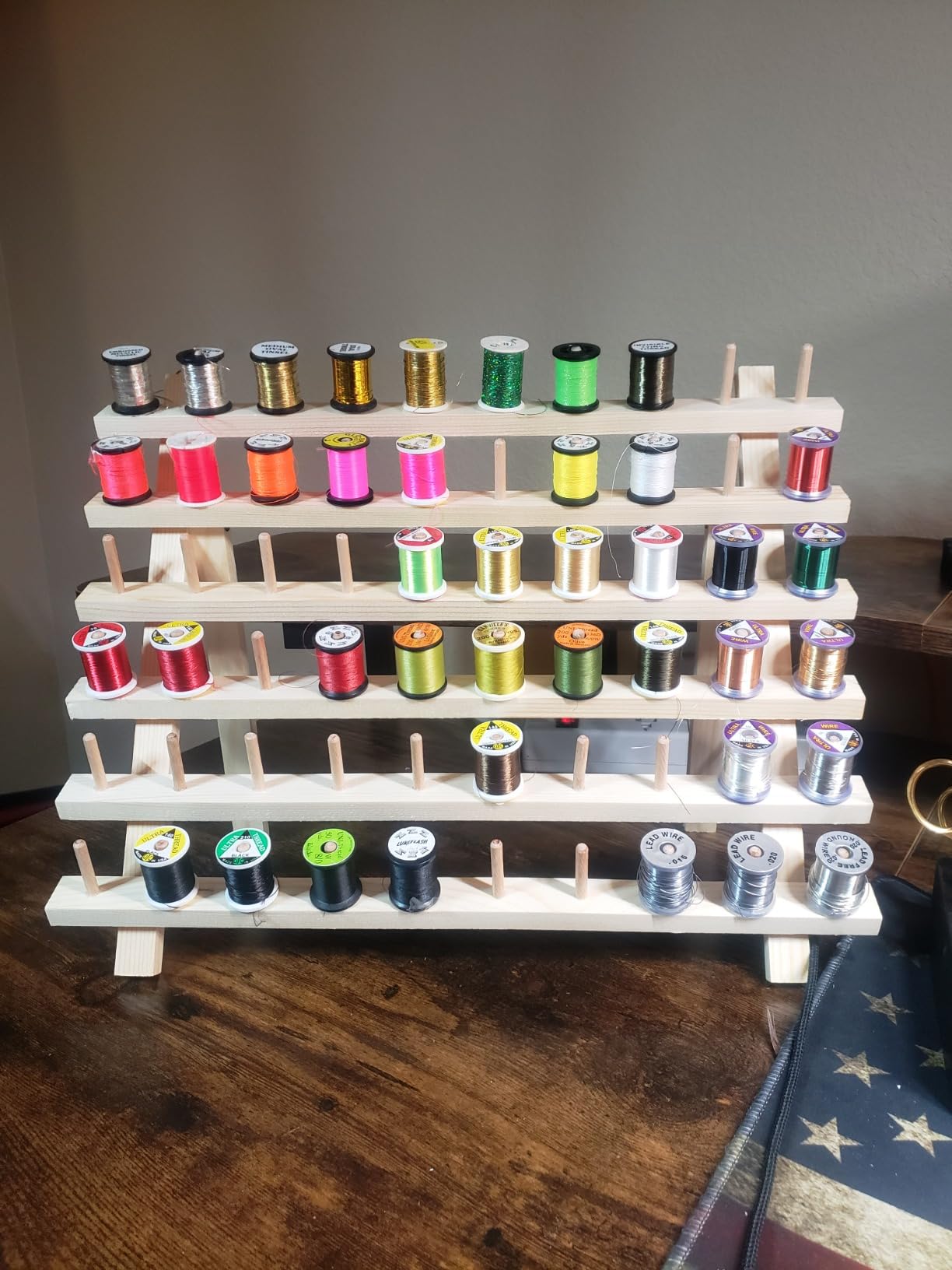NW 60-Spools Wooden Thread Holder Sewing and Embroidery Thread Organizer for Sewing Thread Storage with Hanging Hooks customer photo 2