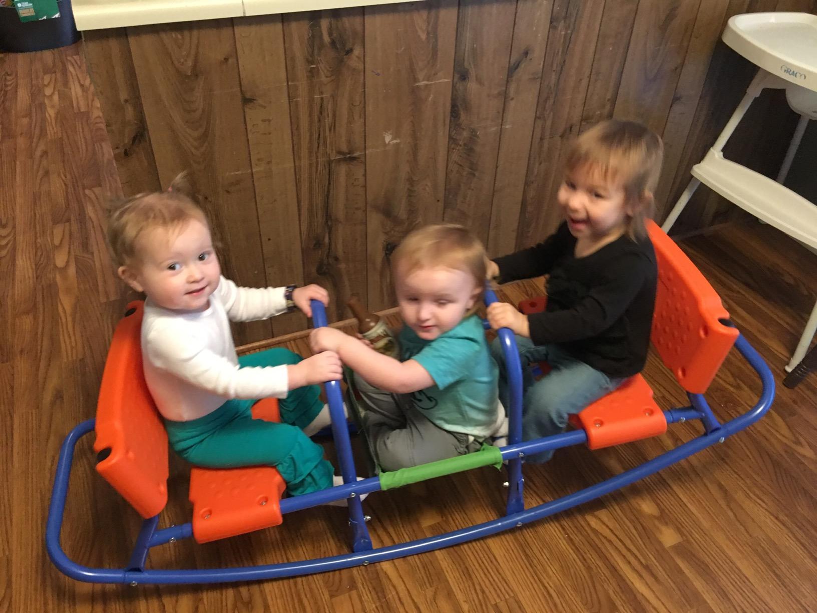 PLATPORTS Double Rocking Seesaw – 2-Seater Teeter Totter for Kids Ages 3-5 – Outdoor Ride-On Playground Toy for Two Children – Durable Steel Rocking Chair Seesaw for Backyard Fun customer photo 1