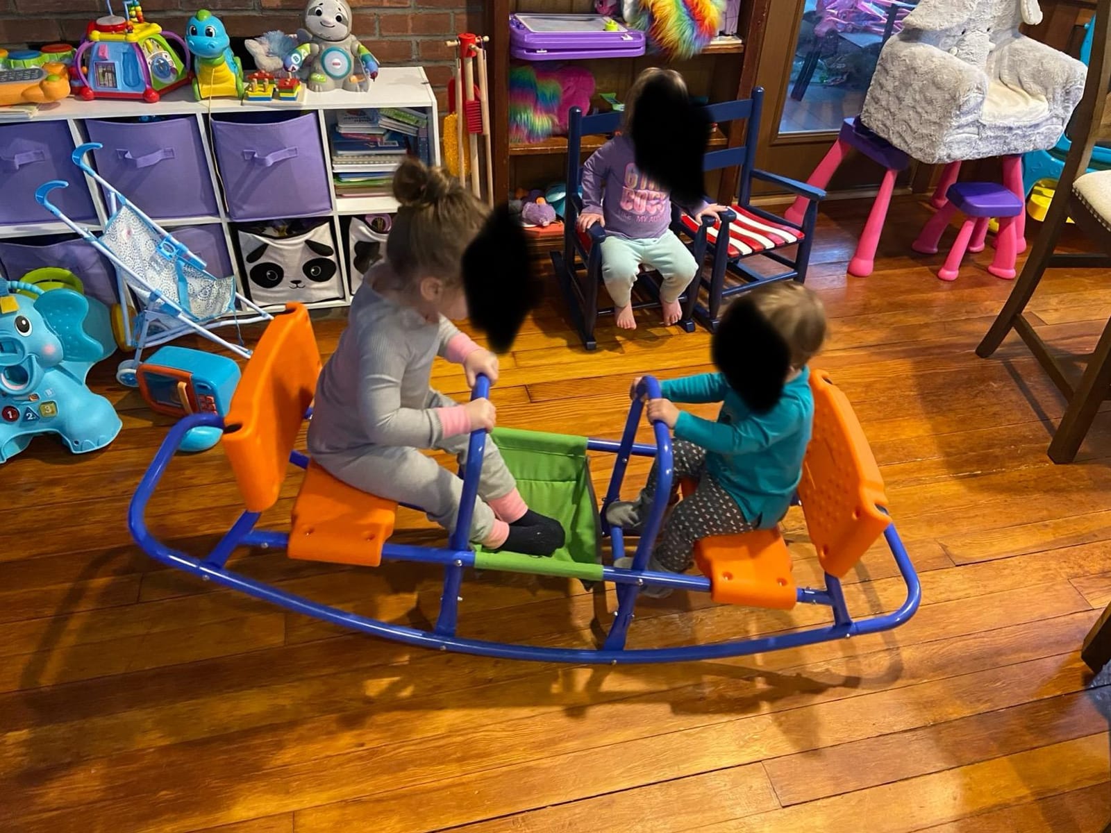 PLATPORTS Double Rocking Seesaw – 2-Seater Teeter Totter for Kids Ages 3-5 – Outdoor Ride-On Playground Toy for Two Children – Durable Steel Rocking Chair Seesaw for Backyard Fun customer photo 2