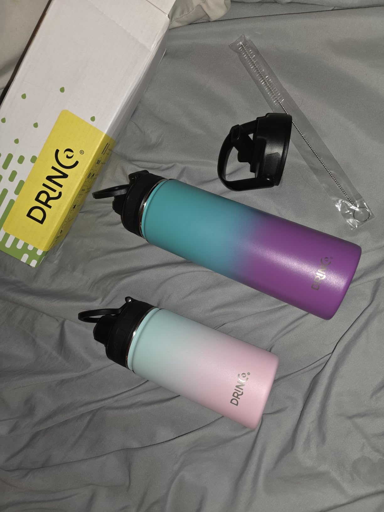 Drinco Stainless Steel Water Bottle Spout Lid Vacuum Insulated Double Wall Water Bottle Wide Mouth Leak Proof Keep Cold Sport Camping Hiking customer photo 1