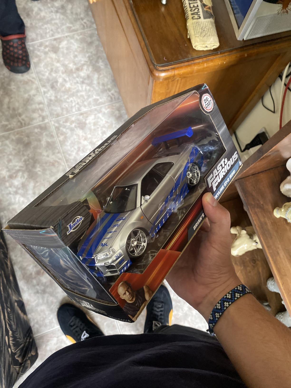 Jada Toys Fast & Furious Brian's 2002 Nissan Skyline R34 Die-cast Car, 1:24 Scale, Silver & Blue customer photo 2