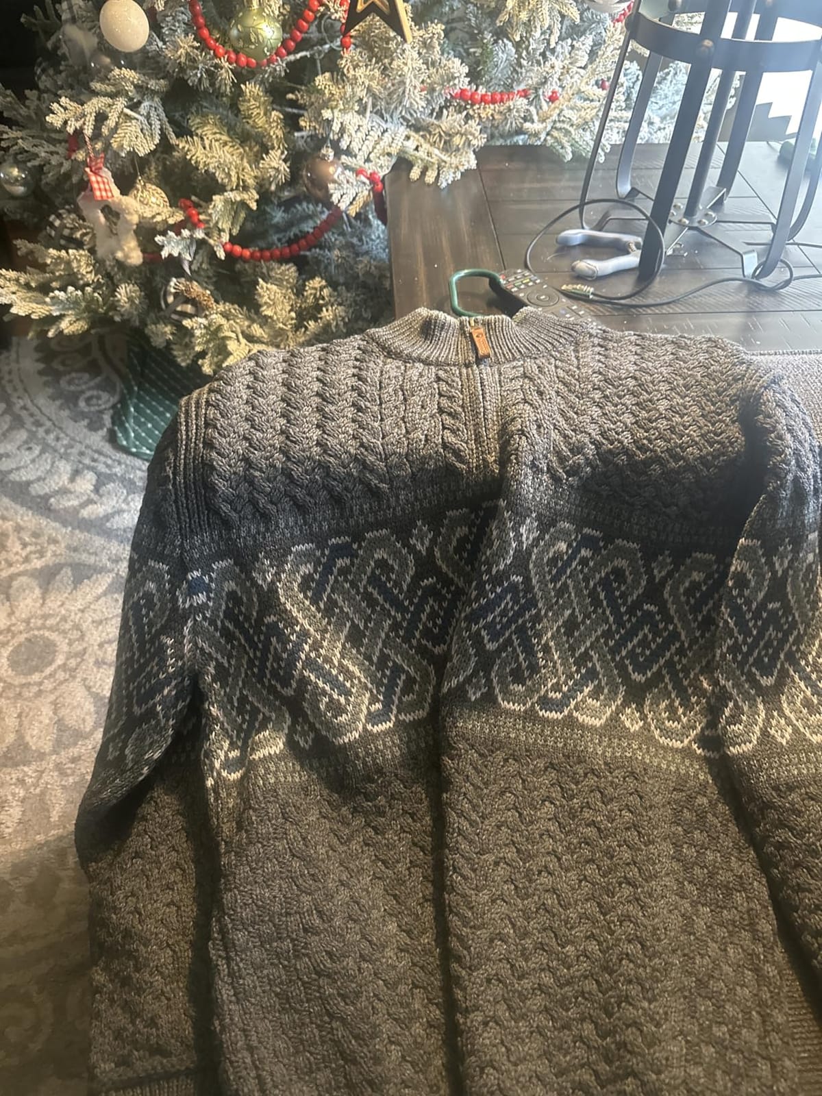 Aran Crafts Men's Irish Cable Knit Half Zip Jacquard Sweater (100% Merino Wool) customer photo 2