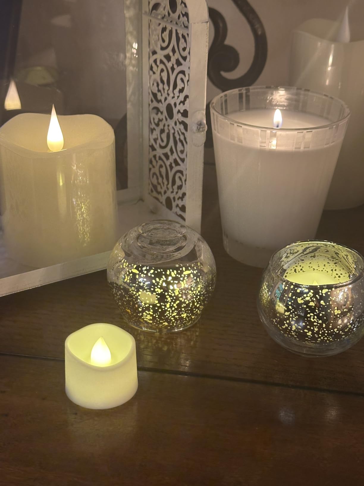 Volens Round Gold Votive Candle Holders, Mercury Glass Votives Set of 12 customer photo 2
