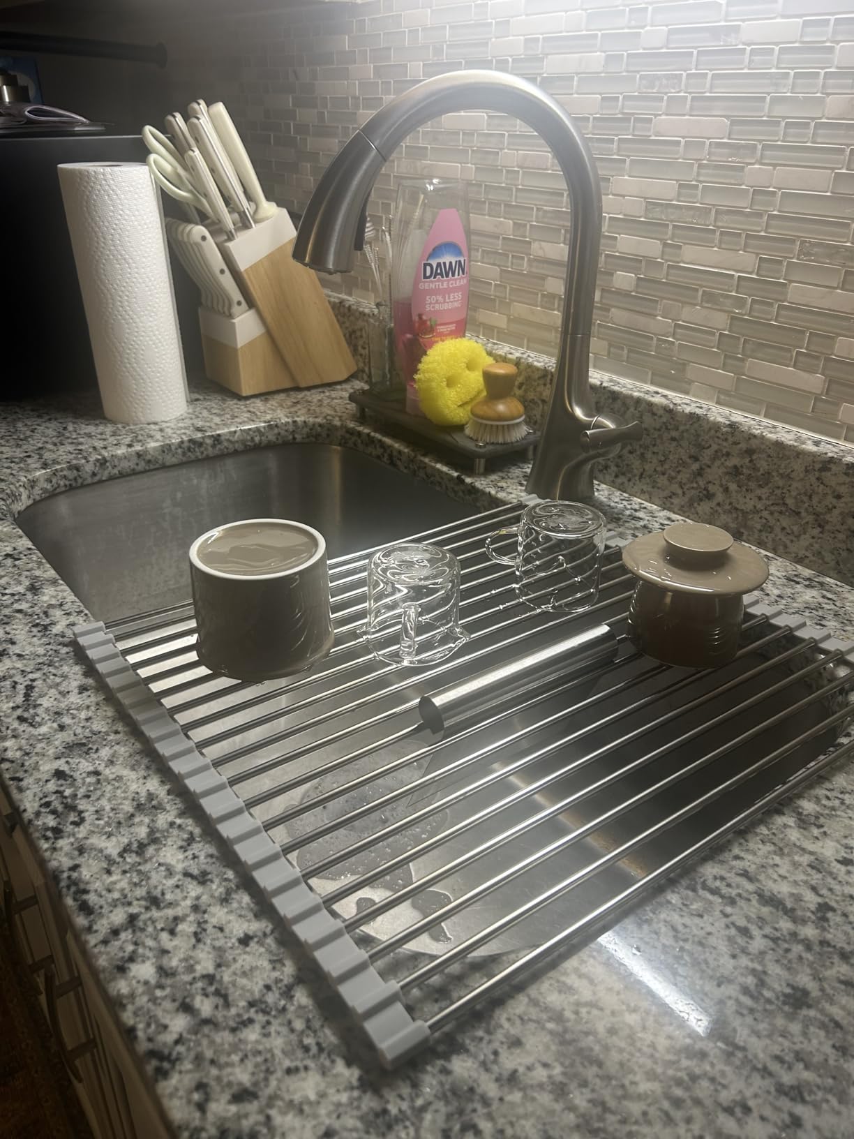 Tomorotec Roll Up Dish Drying Rack Over Sink, 304 Steel, 17.7x15.5, Grey customer photo 1