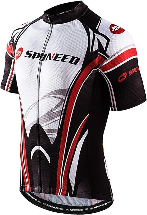 sponeed Men's Cycling Jerseys Tops Biking Shirts Short Sleeve Bike Clothing Full Zipper Bicycle Jacket with Pockets customer photo 1
