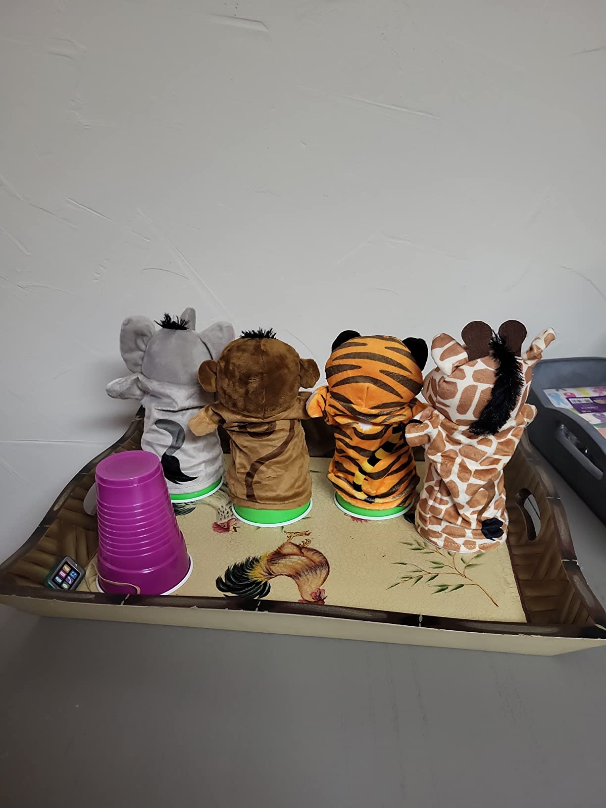 Melissa & Doug Zoo Friends Soft Plush Hand Puppets 4-Piece Glove Set | 4 Plush Hand Puppets, Elephant, Giraffe, Tiger, Monkey, Washable Puppet Gloves, Pretend Play, Toddler Toys for Kids, Ages 2+ customer photo 2