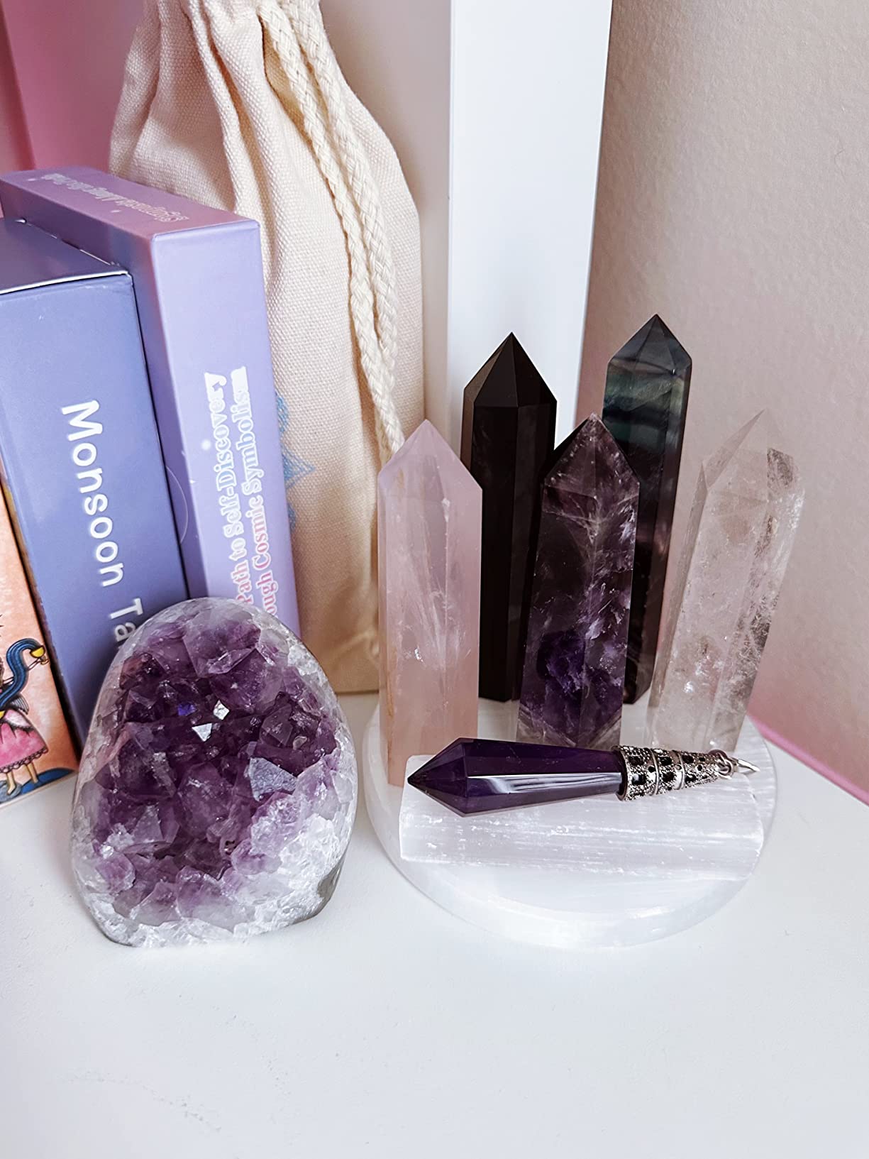 Natural Amethyst Geode Crystal Cluster 2-2.5 lb with BONUS Selenite Wand customer photo 1