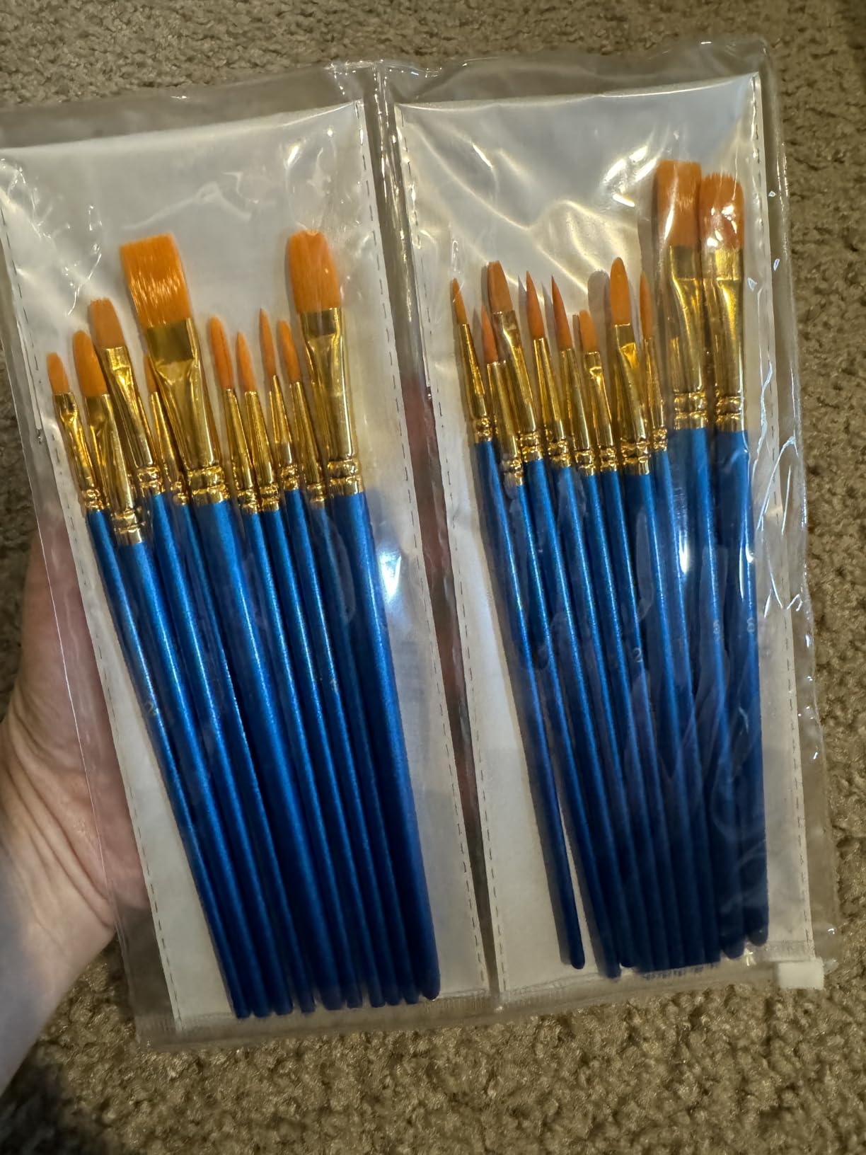 BOSOBO Paint Brushes Set, 20 Pcs Small Paint Brush Kit Round Flat Tip Nylon Hair, for Acrylic Painting, Watercolor, Oil Painting, Kids Face Nail Art Canvas Rock Craft, Art Supplies, Blue customer photo 2
