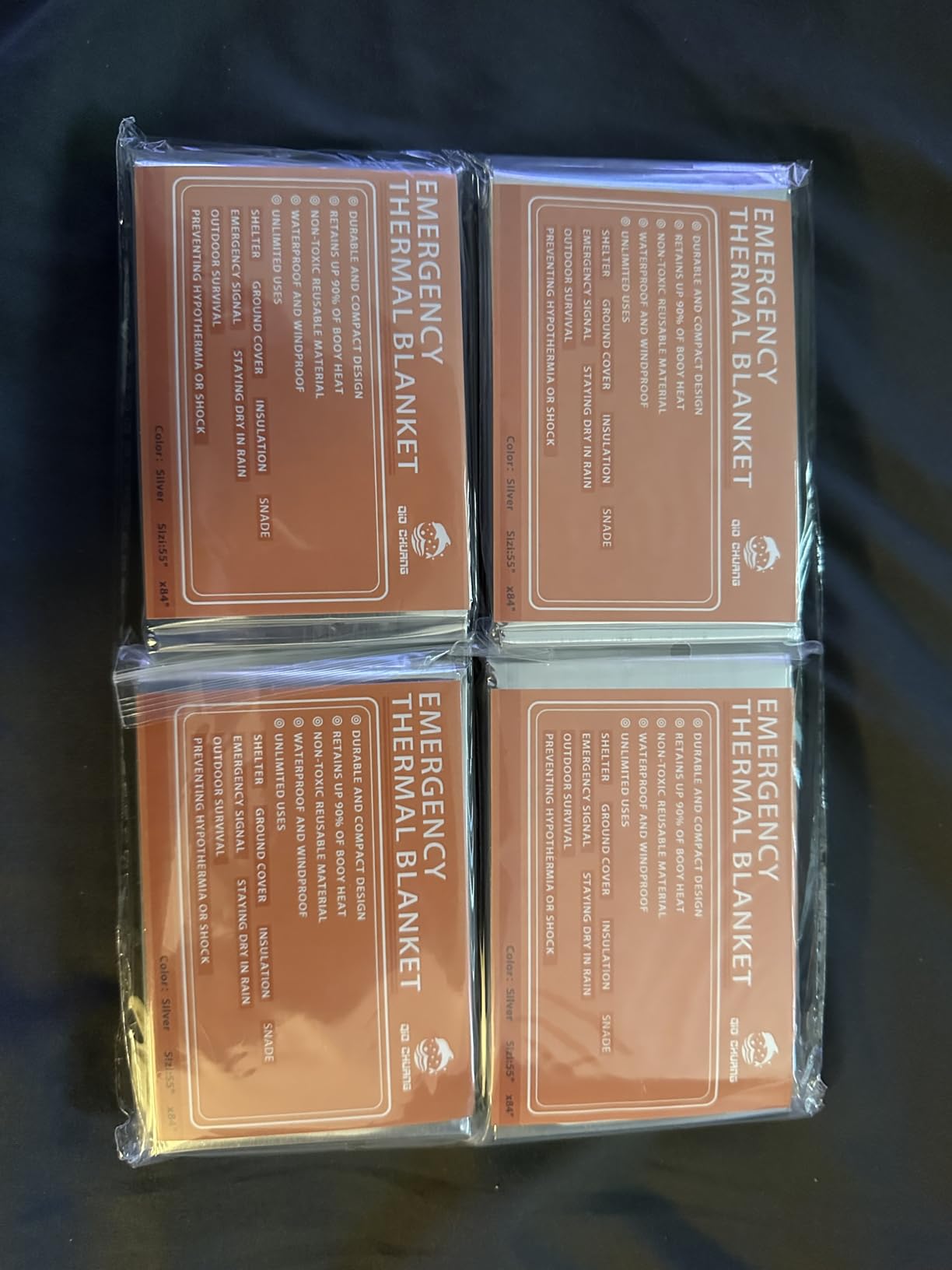 QIO CHUANG Emergency Mylar Thermal Blankets 4 Packs Survival Kit 84''x55'' customer photo 1
