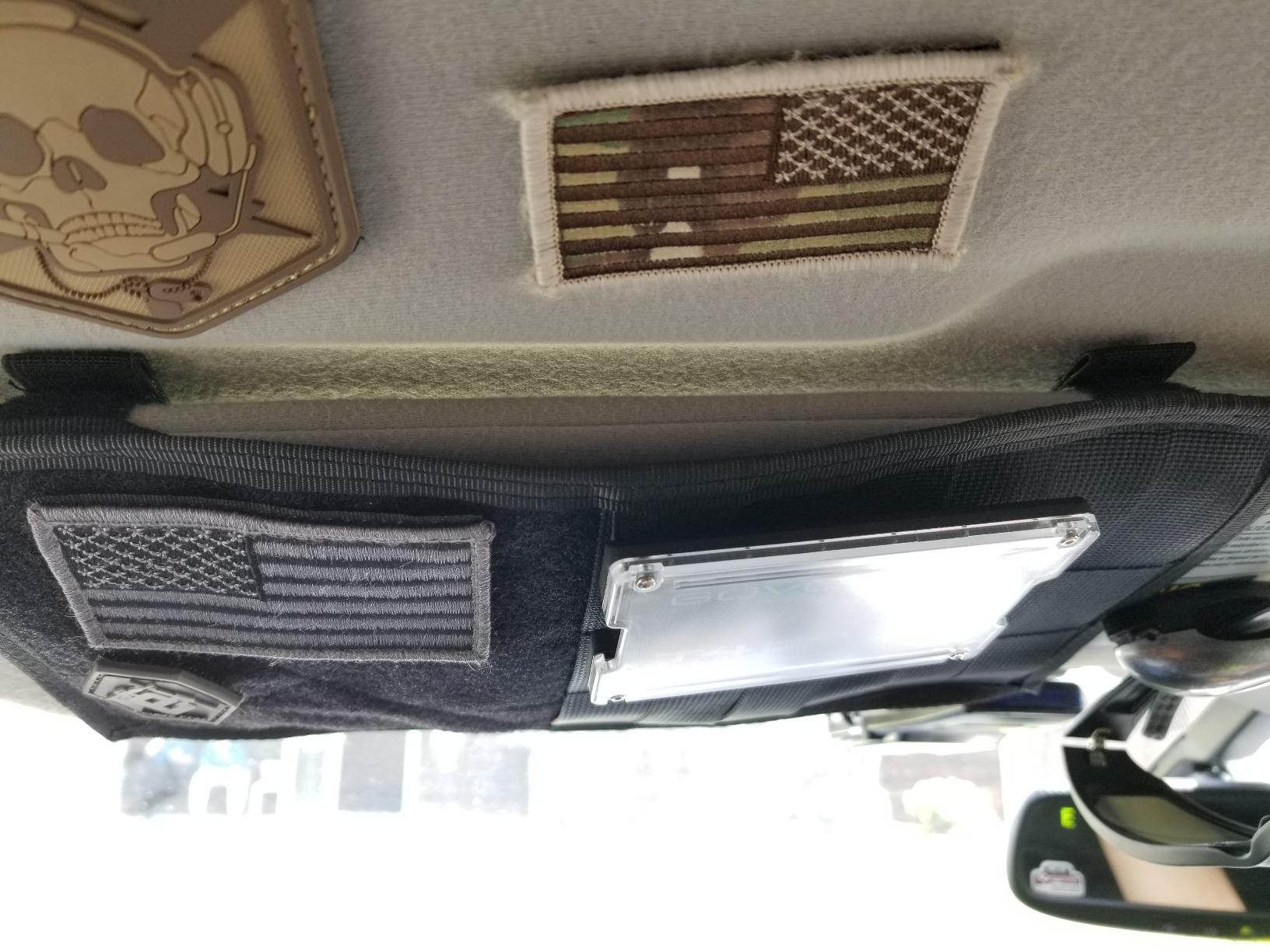 ONETIGRIS Tactical MOLLE Sun Visor Organizer, Vehicle Visor Patch Panel | Features MOLLE webbing with hook-and-loop straps for patch display and gear storage. Fits most cars, trucks, and SUVs customer photo 1