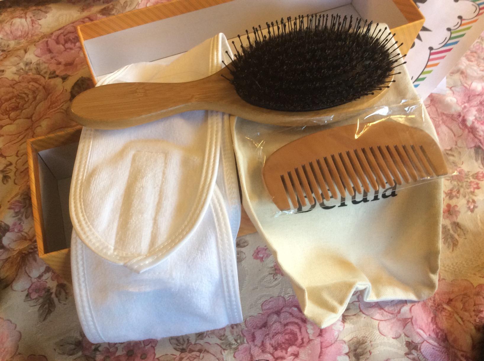 Belula Boar Bristle Hair Brush Set for Thick, Long and Curly Hair, Medium customer photo 2