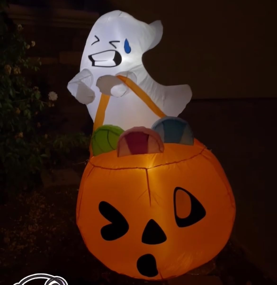Joiedomi 5 FT Halloween Inflatable Ghost Outdoor Decorations, Blow Up Yard Decorations in Pumpkin, Blow Up Ghost Inflatable with LEDs for Cute Halloween Decor customer photo 1
