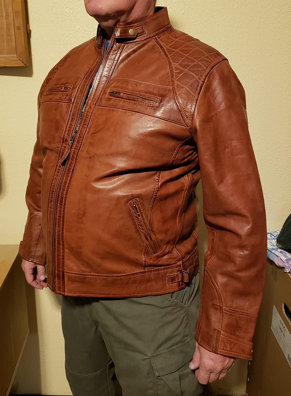 Decrum Cafe Racer Style Leather Jackets for Men customer photo 2