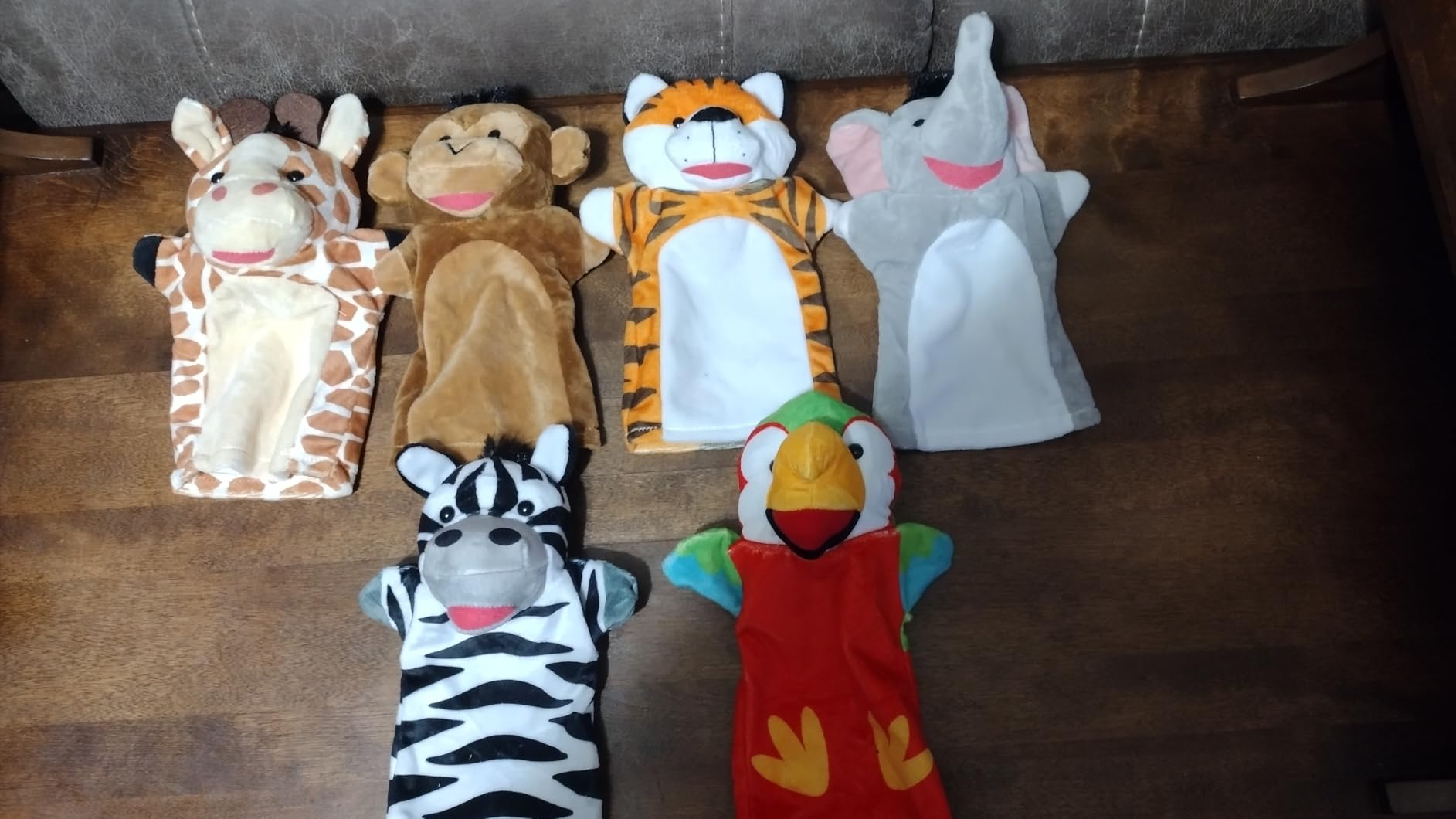 Melissa & Doug Safari Buddies Hand Puppets, Set of 6 (Elephant, Tiger, Parrot, Giraffe, Monkey, Zebra) Soft, Plush Puppet, Stuffed Animals, Pretend Play Toddler Toys for Girls & Boys 2+ customer photo 2