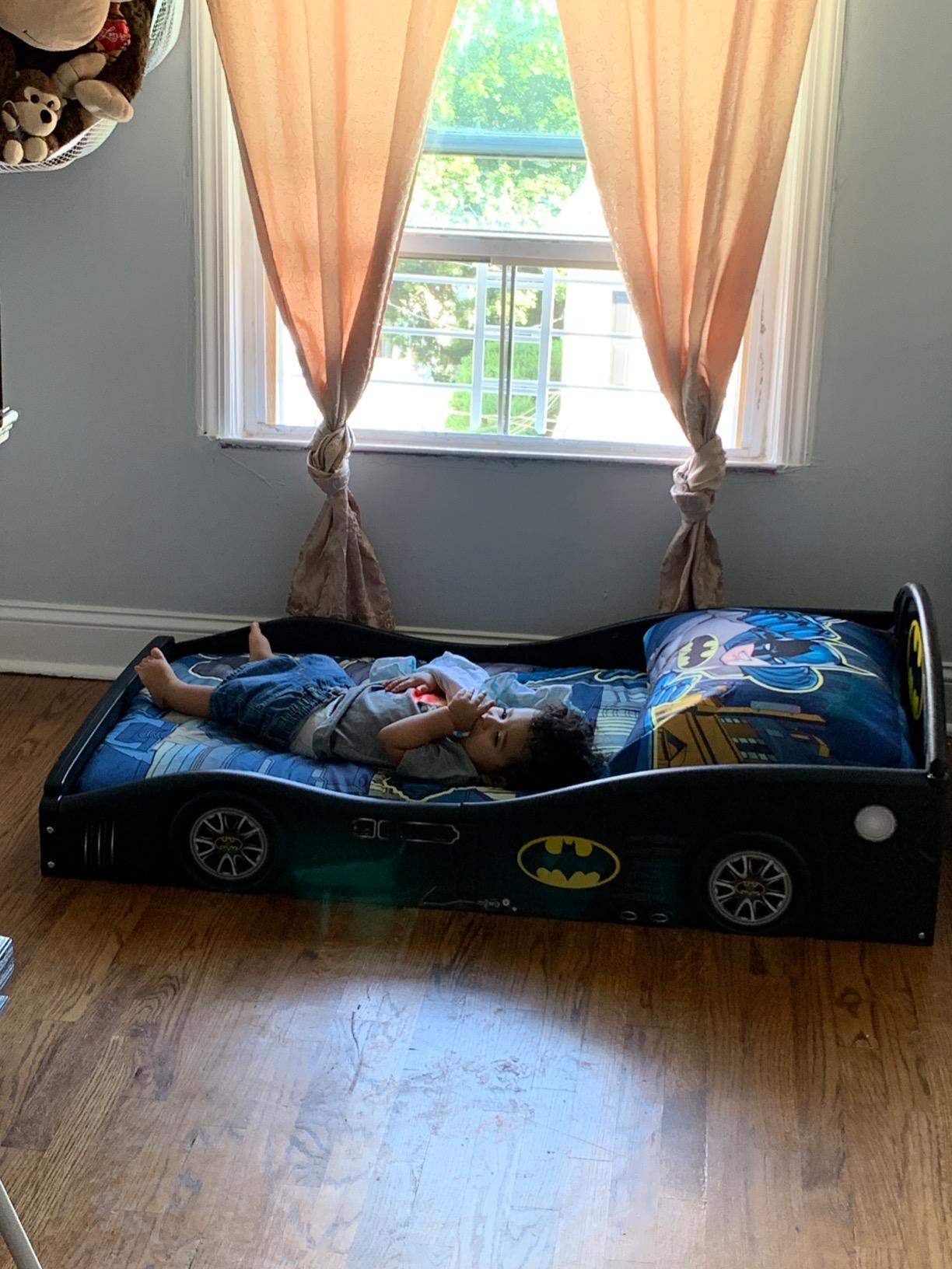 Delta Children - Batman Batmobile Deluxe Car Plastic Sleep and Play Toddler Bed with Attached Guardrails customer photo 2