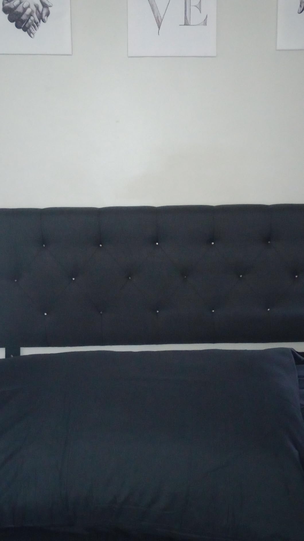 Lucid Mid-Rise Upholstered Headboard - Diamond Tufted - Padded Polyester - Adjustable Height from 34” to 46” - Easy Assembly - Bed Frame or Wall Mount - Sturdy - Stone - King / Cal King Size customer photo 1