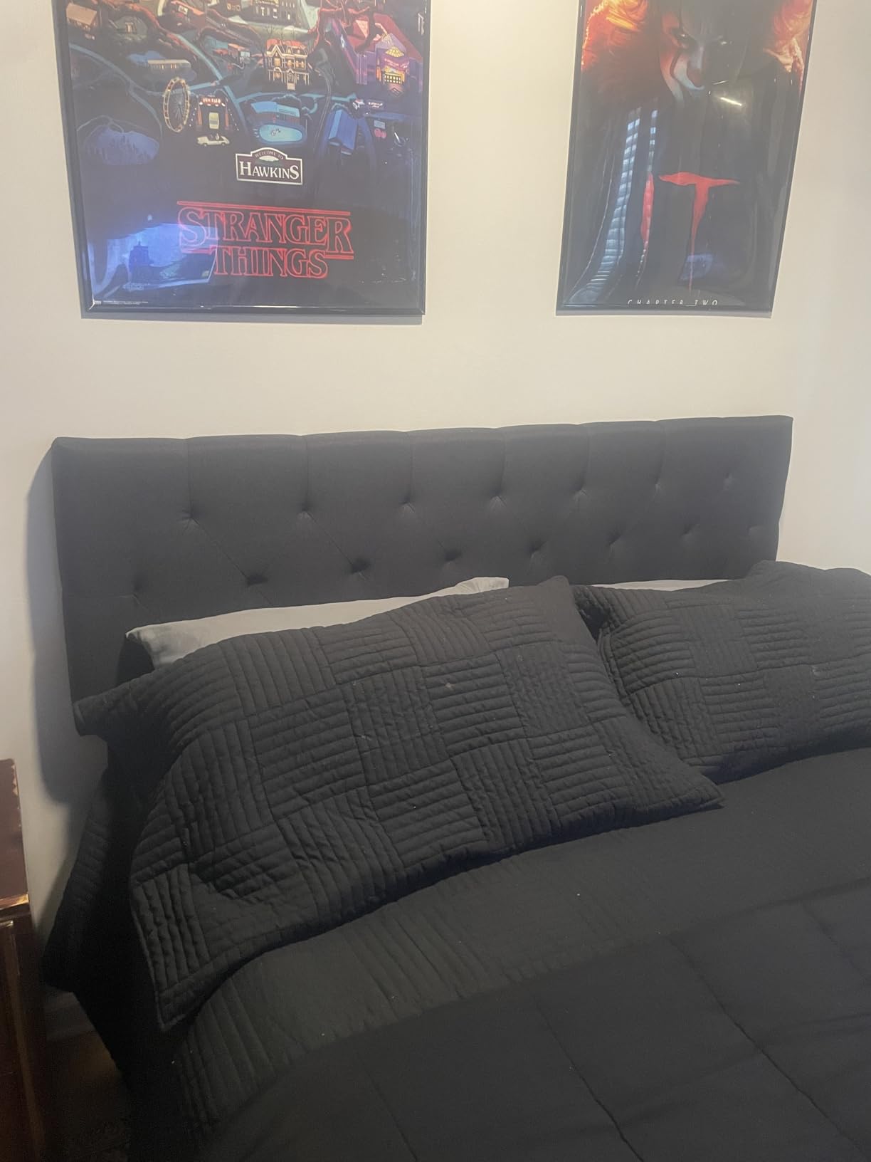 Lucid Mid-Rise Upholstered Headboard - Diamond Tufted - Padded Polyester - Adjustable Height from 34” to 46” - Easy Assembly - Bed Frame or Wall Mount - Sturdy - Stone - King / Cal King Size customer photo 2